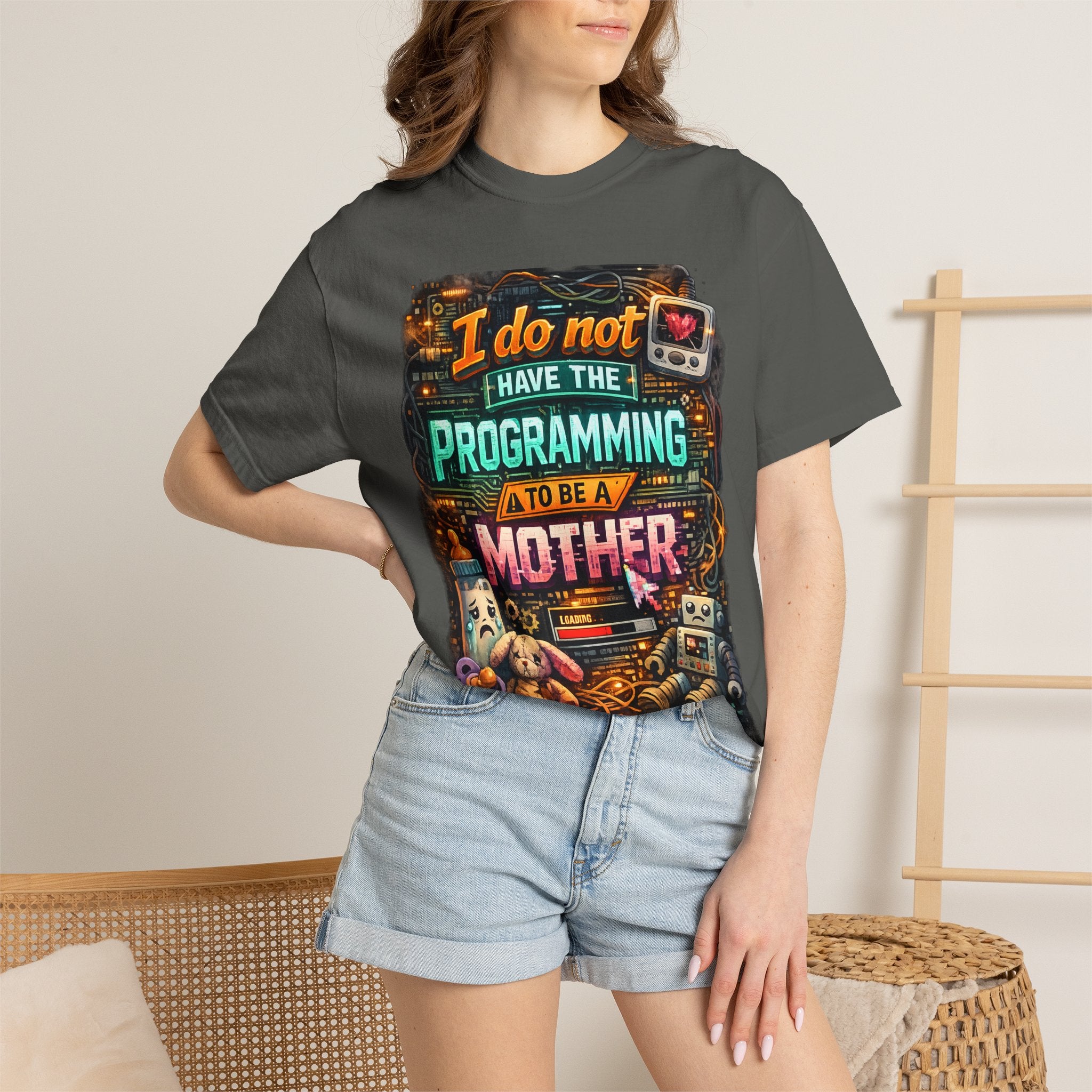 Programmer Mom T-Shirt — "I Do Not Have the Programming to Be a Mother" Retro Gamer Tee