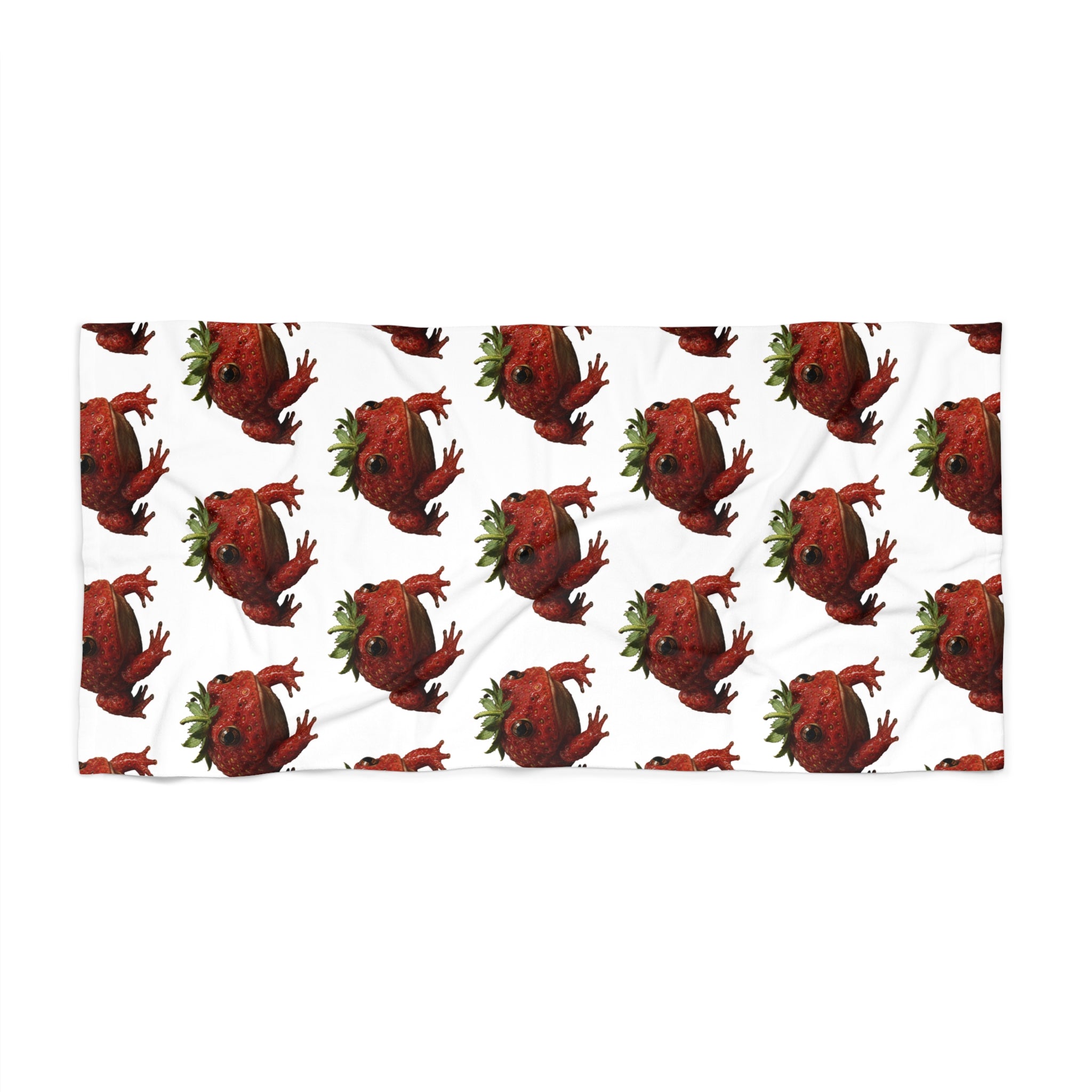 Strawberry Pattern Beach Towel — Repeating Red Strawberry Design