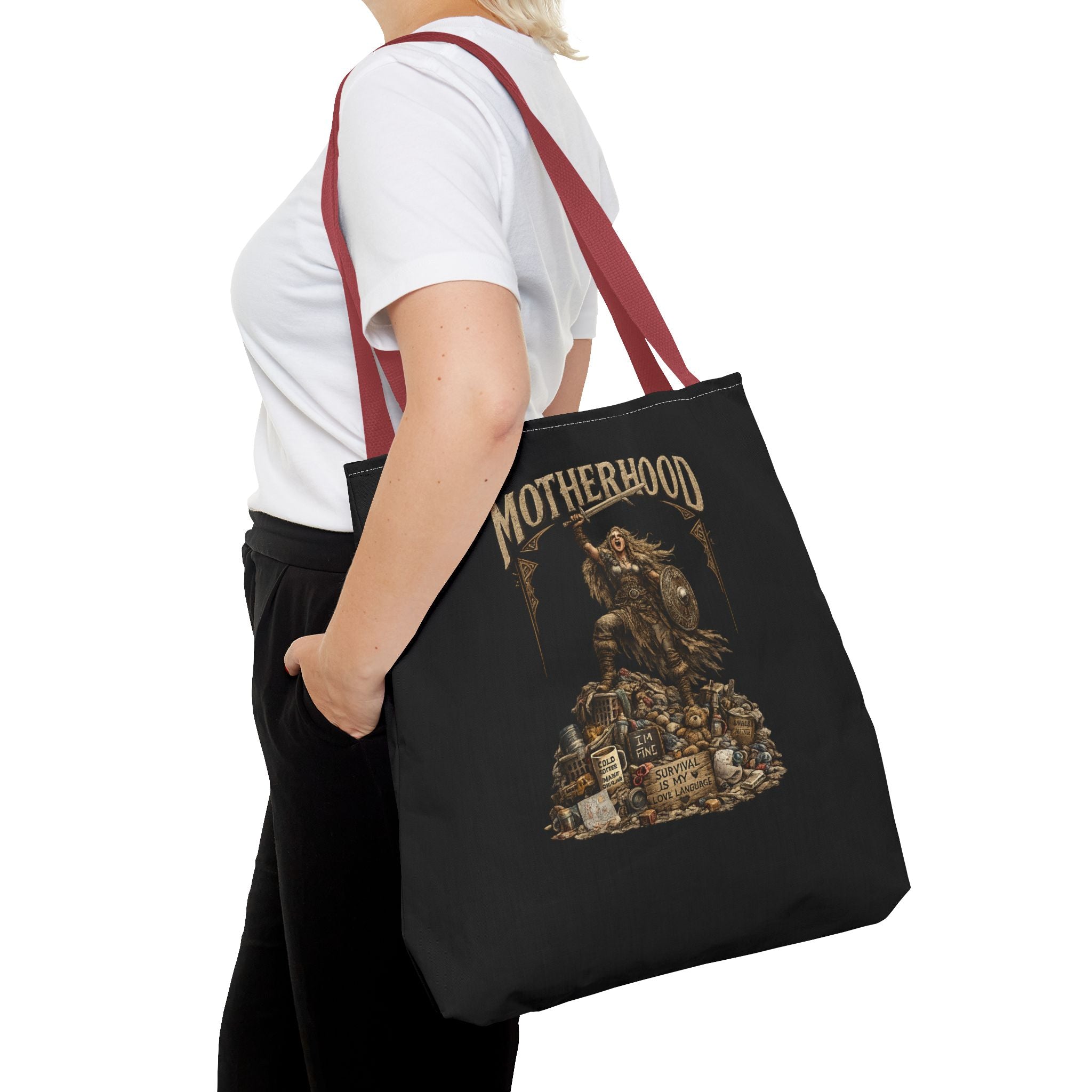 Motherhood Tote Bag — Vintage Gothic Illustration ‘Motherhood’ Canvas Tote for Moms, New Mothers & Mother’s Day Gift
