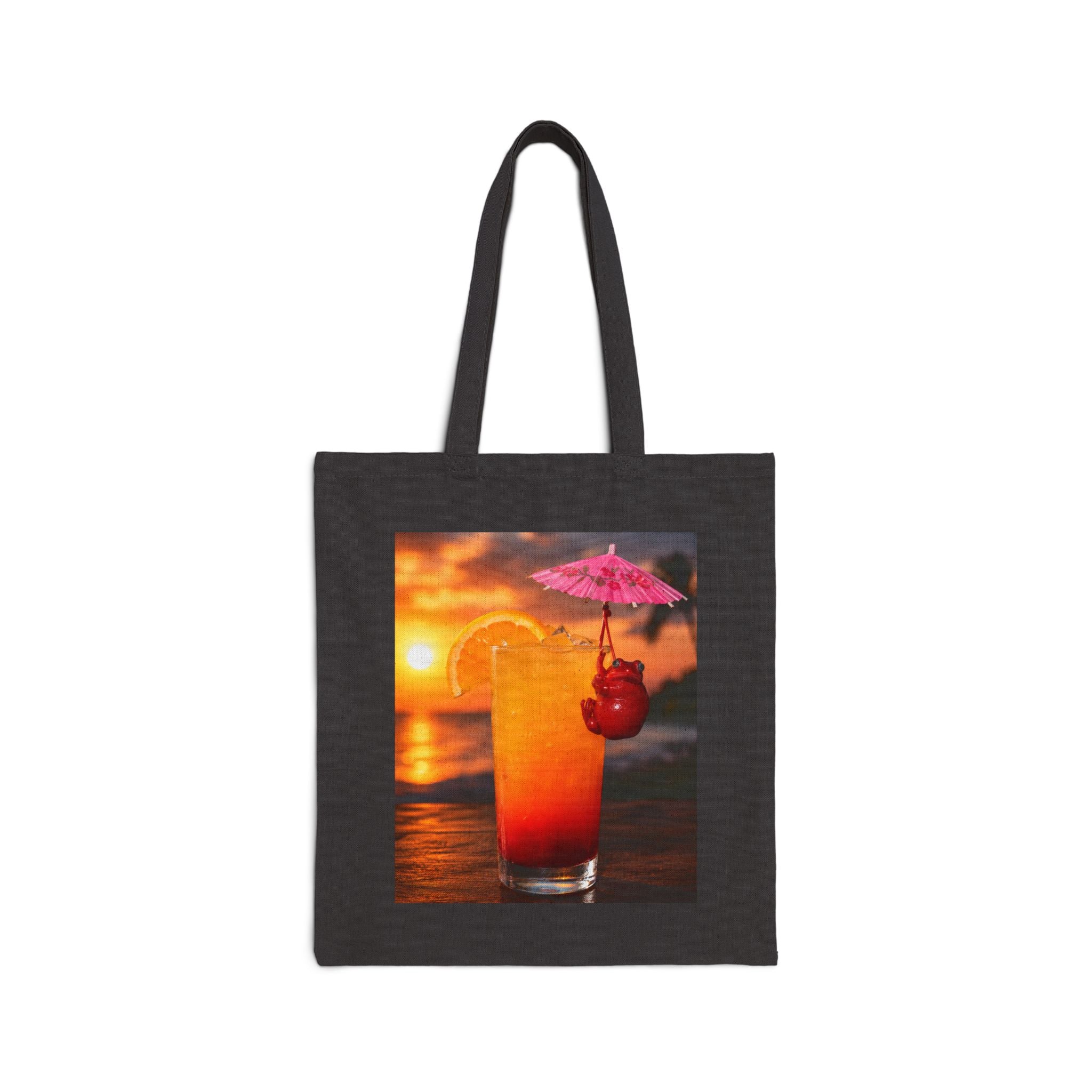 Tote Bag — Tropical Sunset Cocktail Print tequila sunrise frog