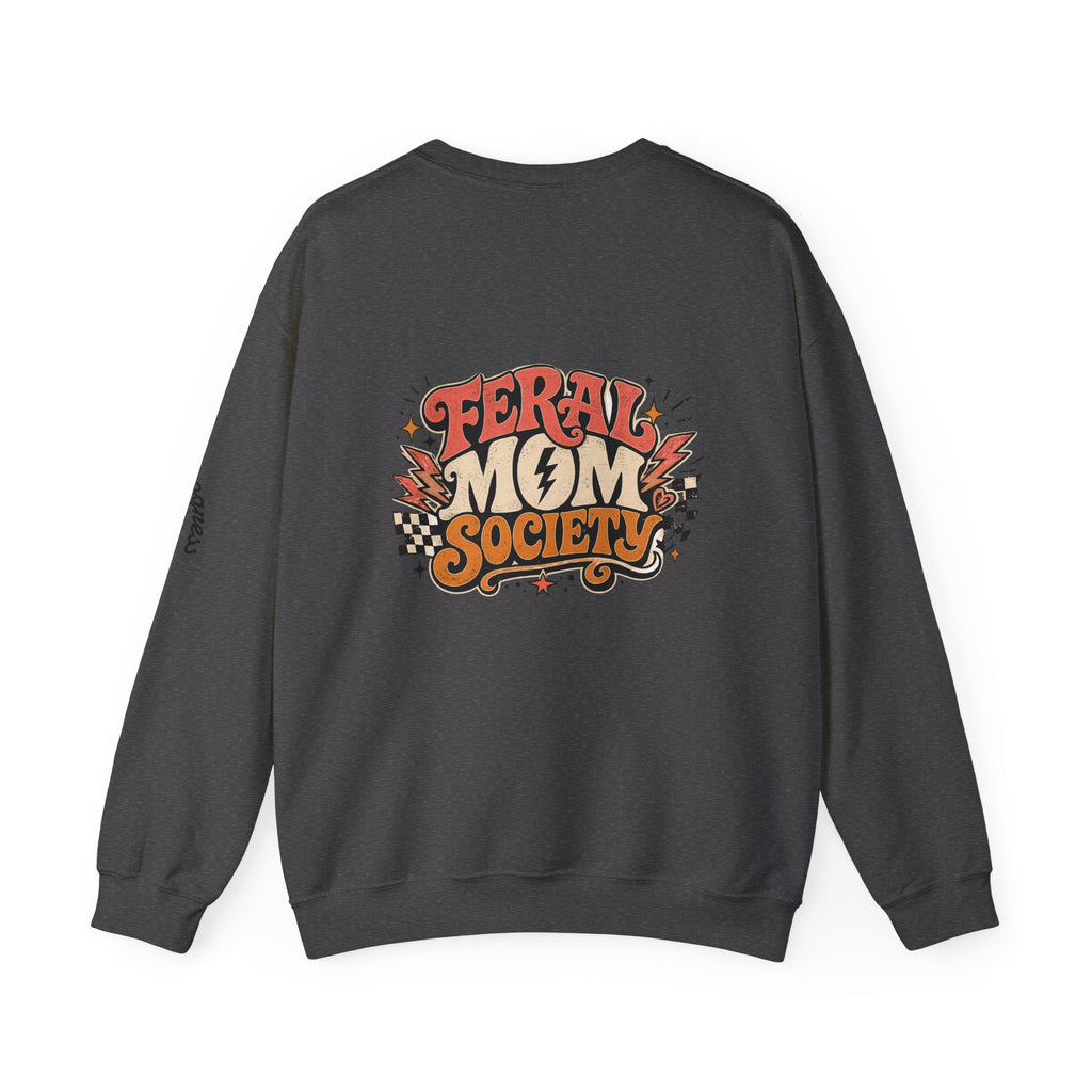 Feral Mom Society Sweatshirt — Retro Graphic Crewneck for Bold Moms