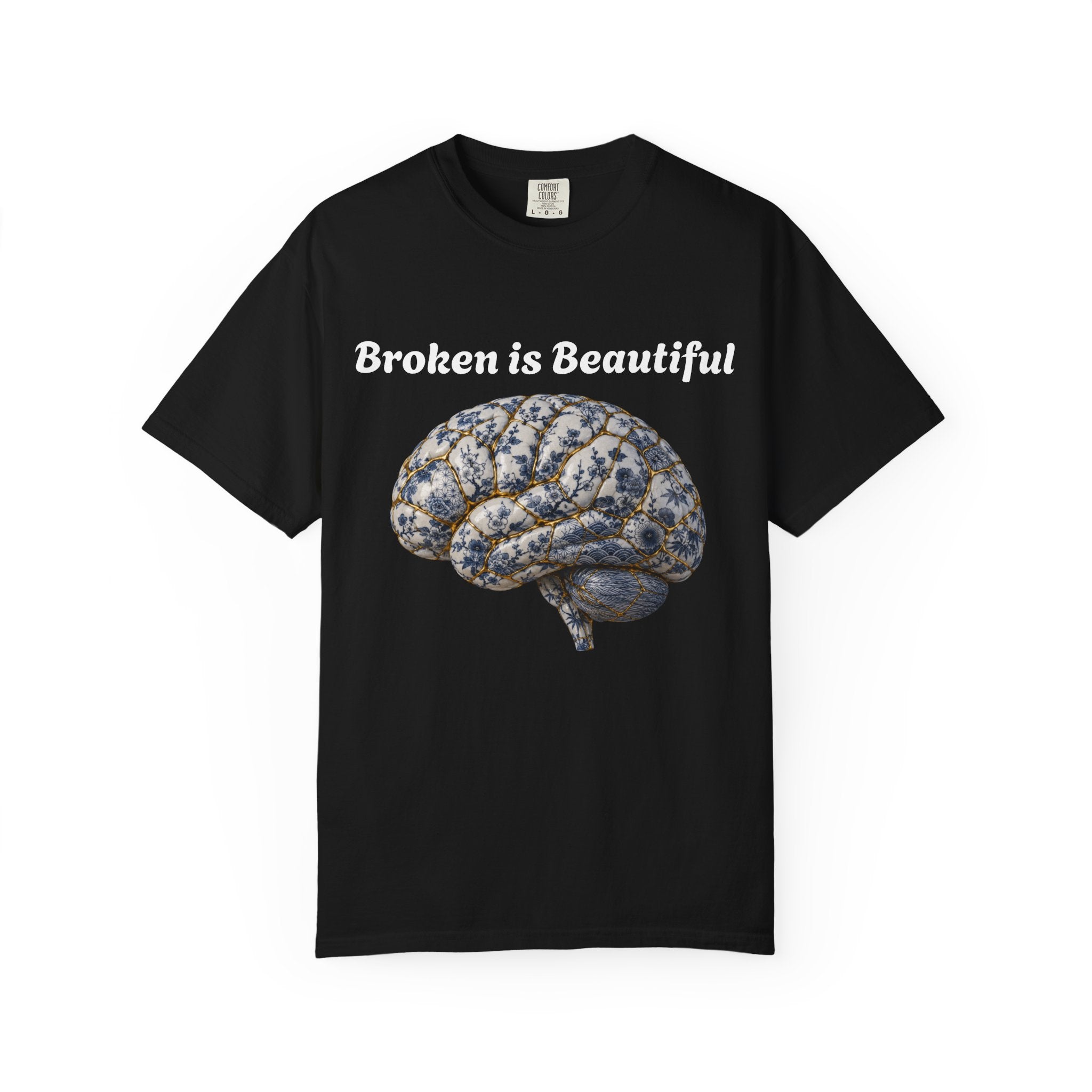 Kintsugi Brain T-Shirt — Vintage Floral Anatomy Tee