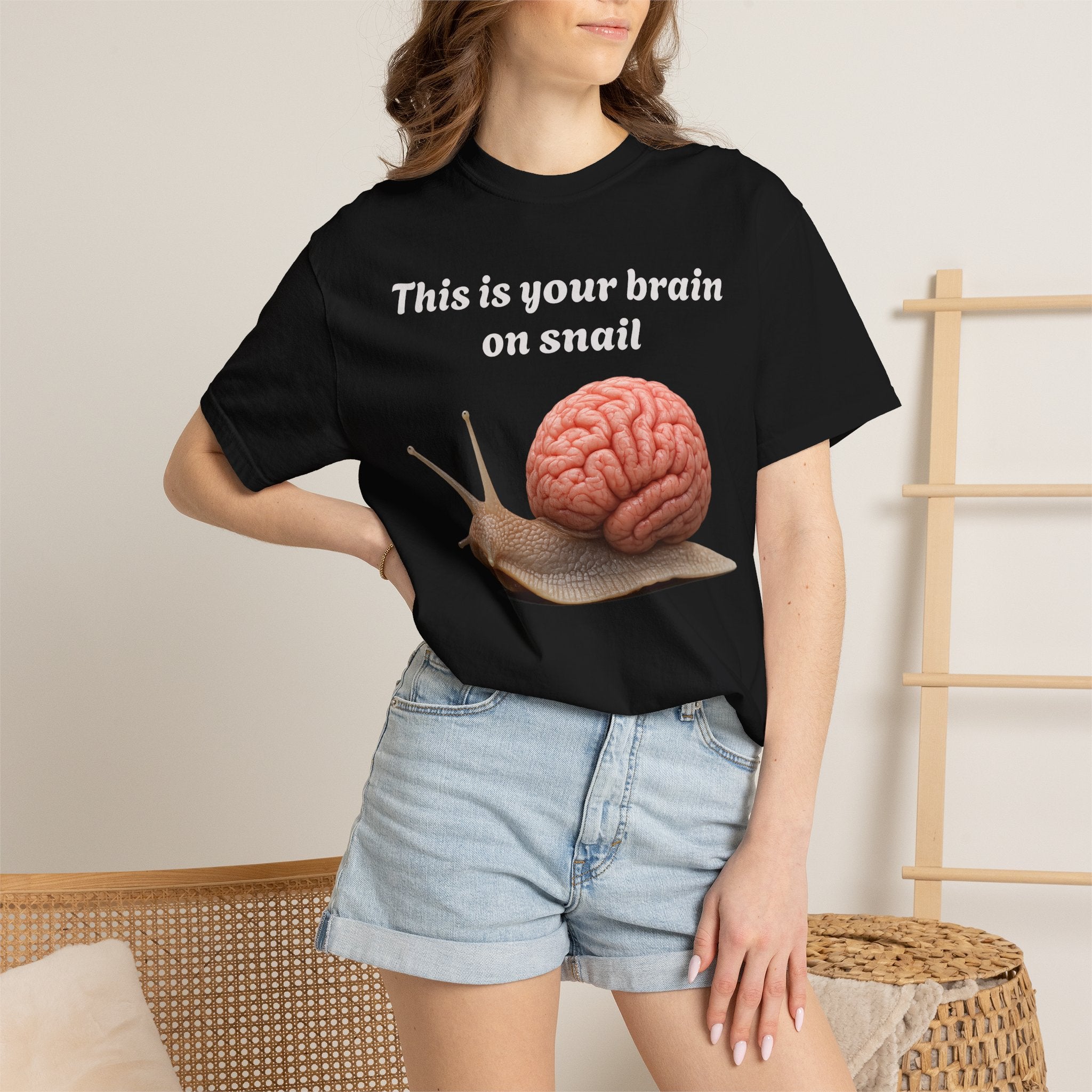 Snail Brain T-Shirt — Funny Science Graphic Tee ("This is your brain on snail")