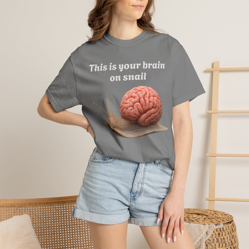 Snail Brain T-Shirt — Funny Science Graphic Tee ("This is your brain on snail")