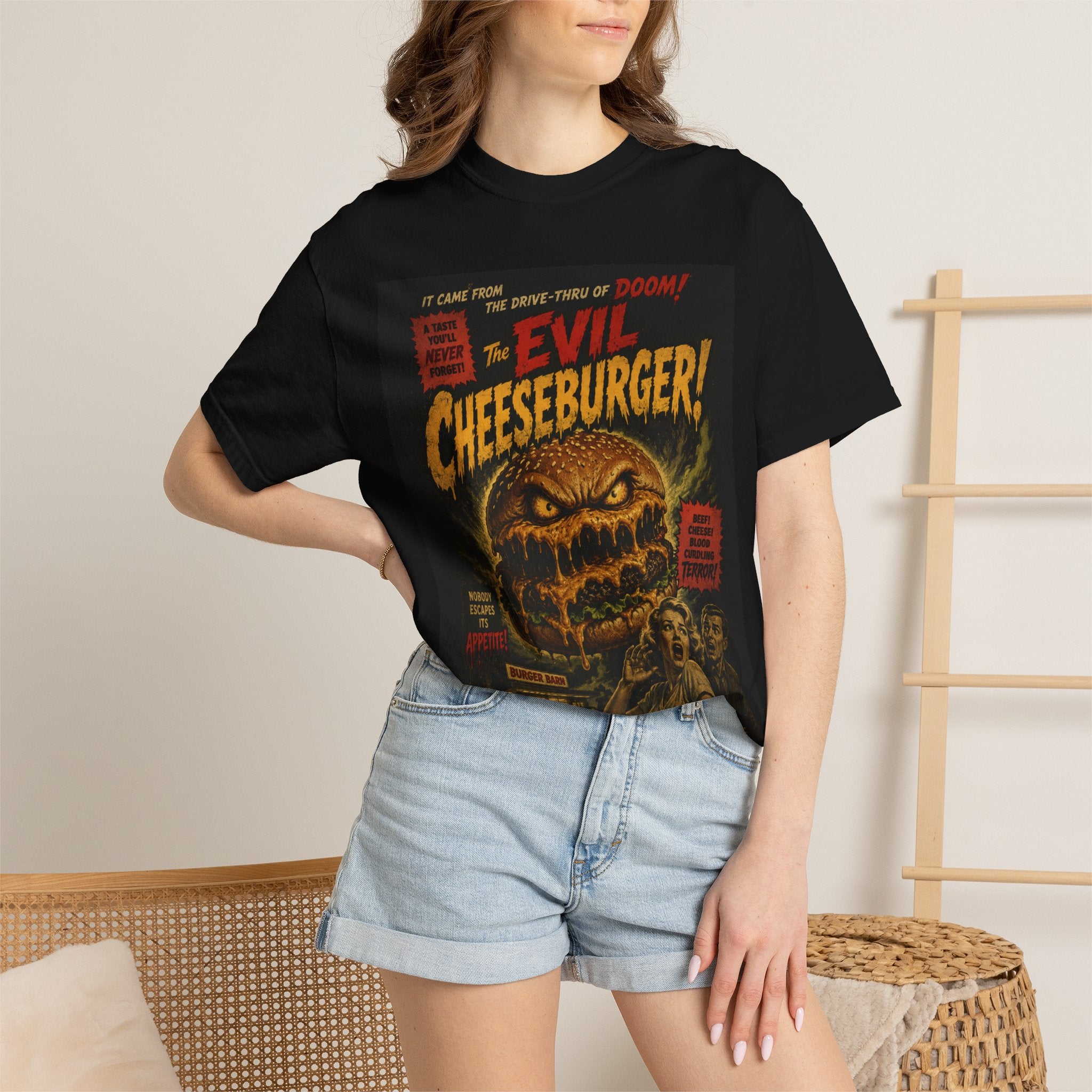 The Evil Cheeseburger! Vintage Horror Movie T-Shirt
