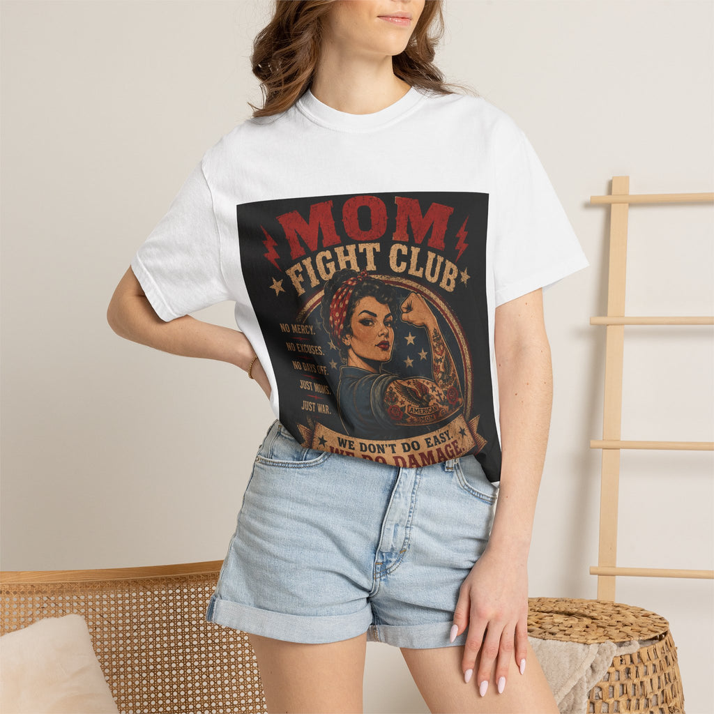Mom Fight Club T-Shirt — We Don’t Do Easy, We Do Damage Vintage Boxing Tee