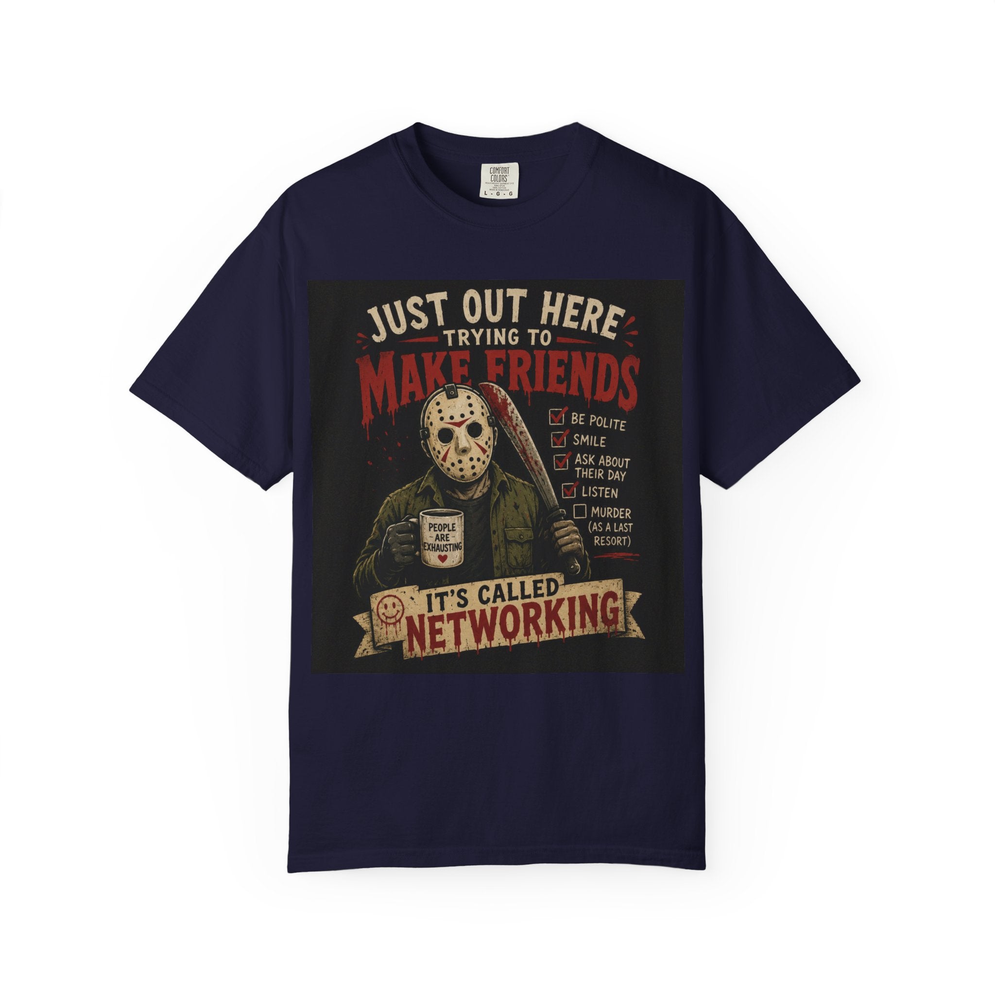 Networking Jason Horror T-Shirt — "Just Out Here Trying to Make Friends" Vintage Graphic Tee