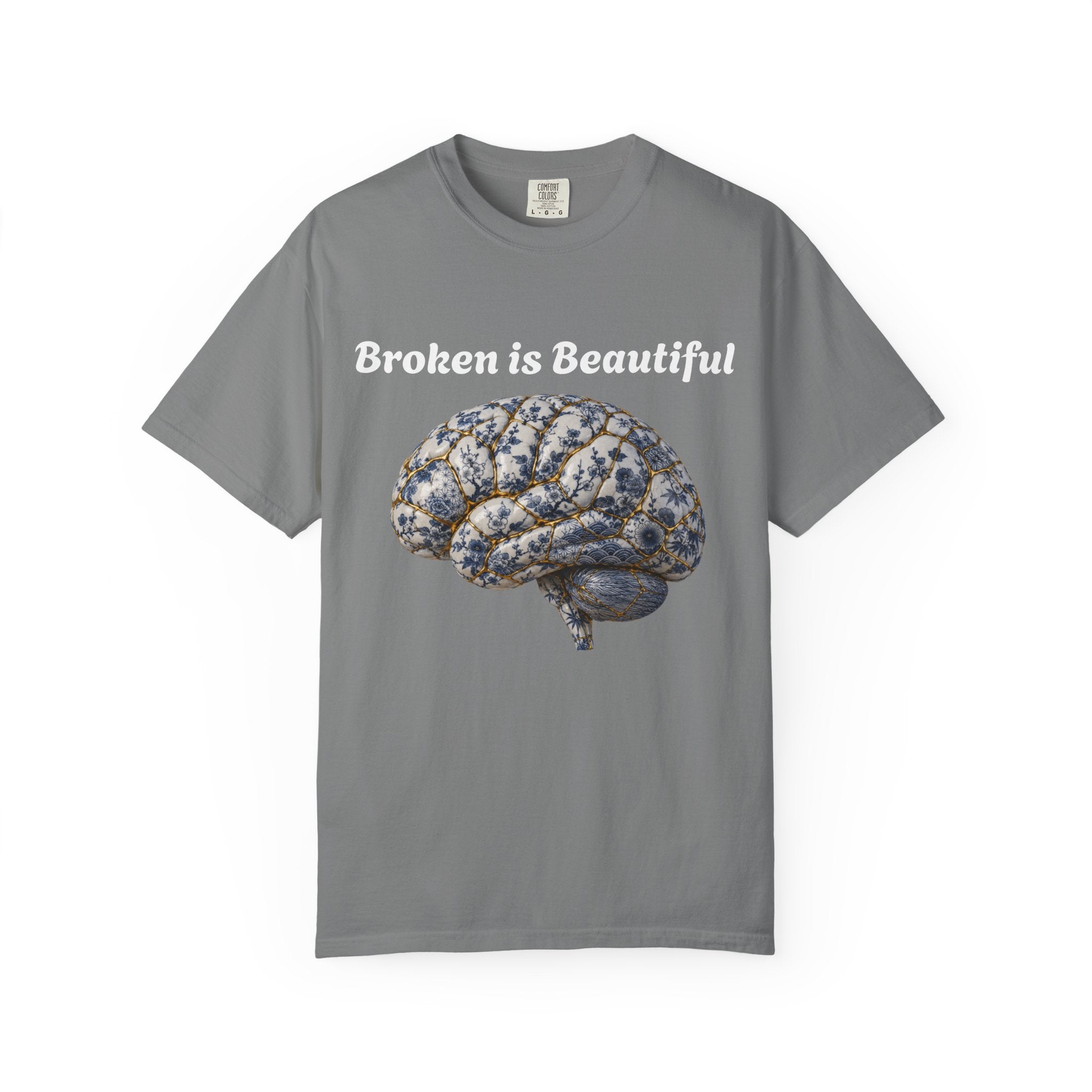 Kintsugi Brain T-Shirt — Vintage Floral Anatomy Tee
