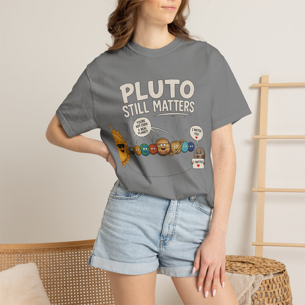 Pluto Still Matters T-Shirt – Cute Cartoon Solar System Tee for Space Lovers