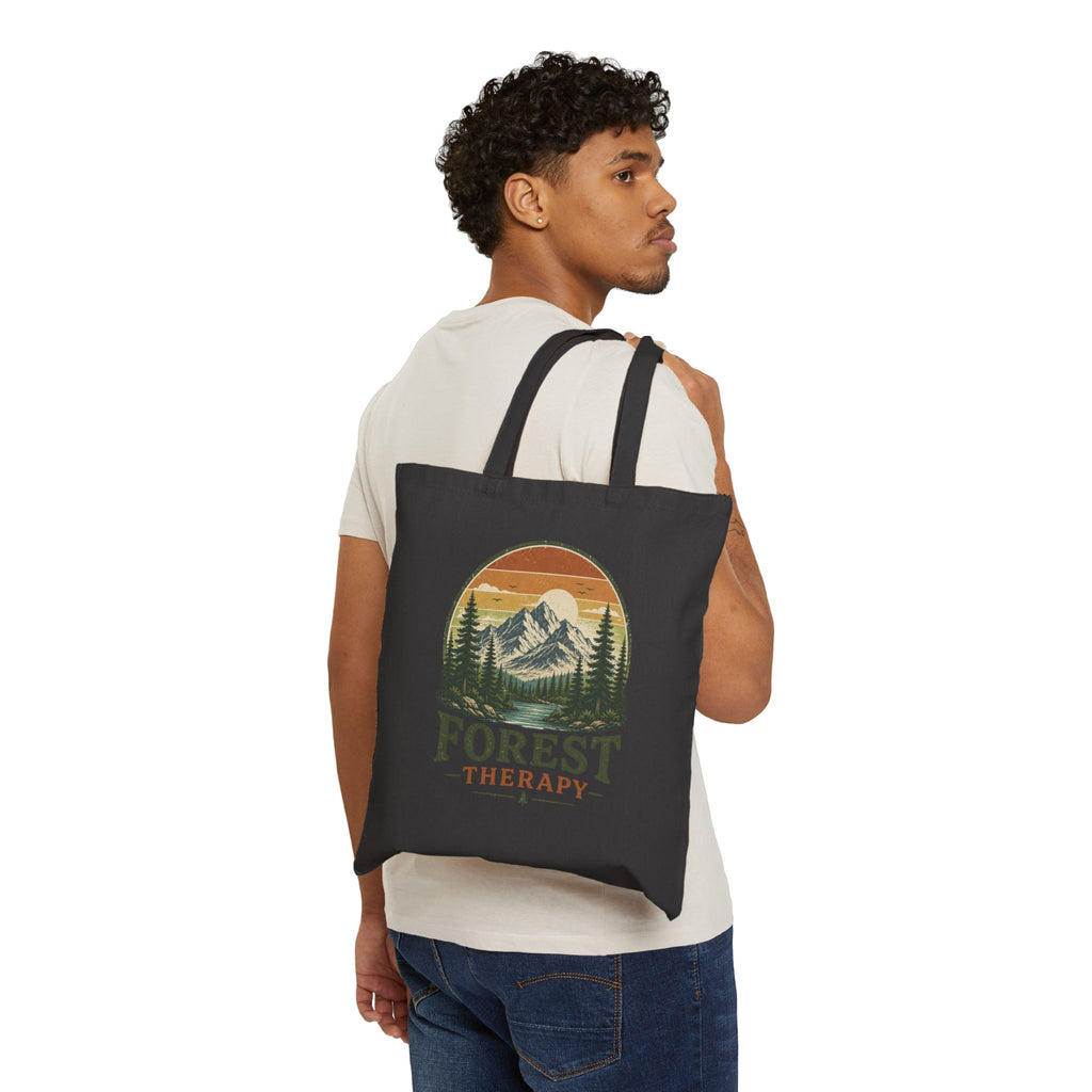 Forest Therapy Canvas Tote — Vintage Mountain Nature Bag