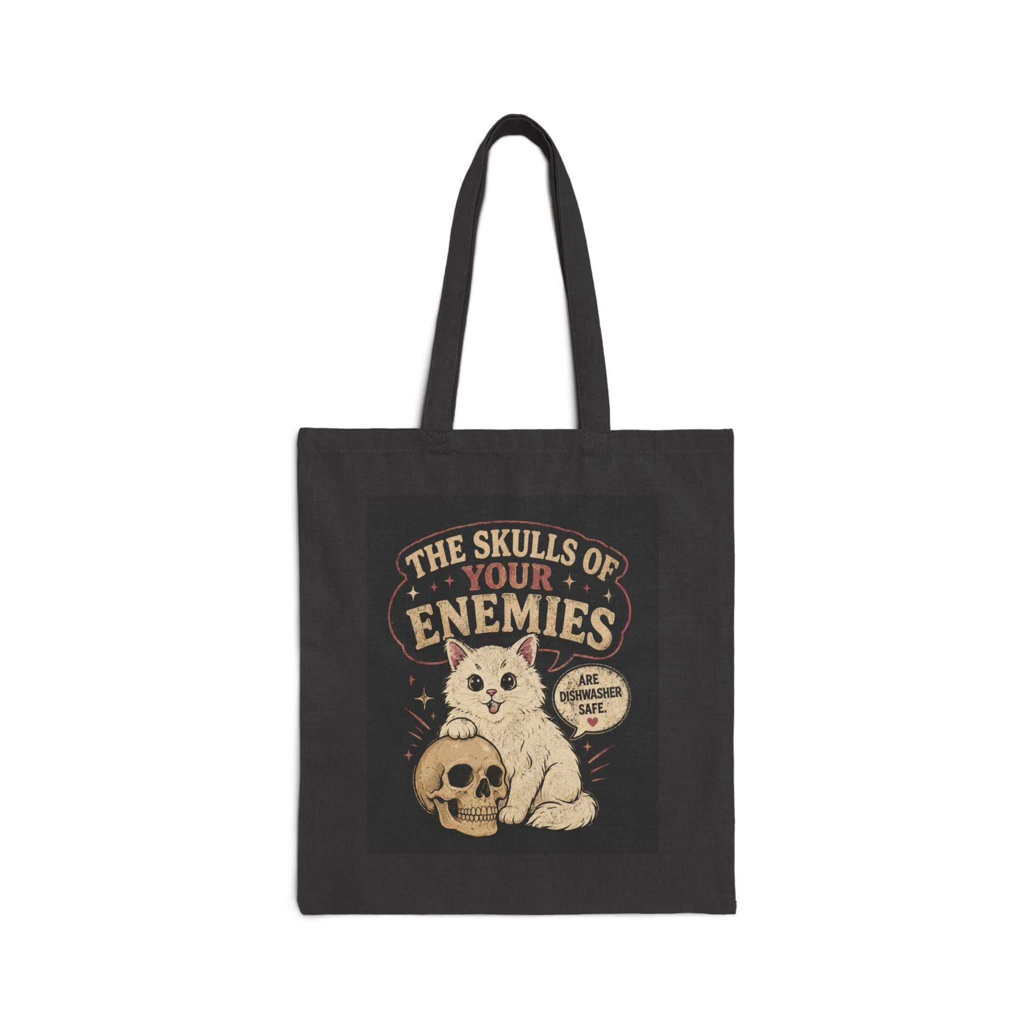 Tote Bag — "The Skulls of Your Enemies" Cute Cat Skull Graphic Cotton Tote