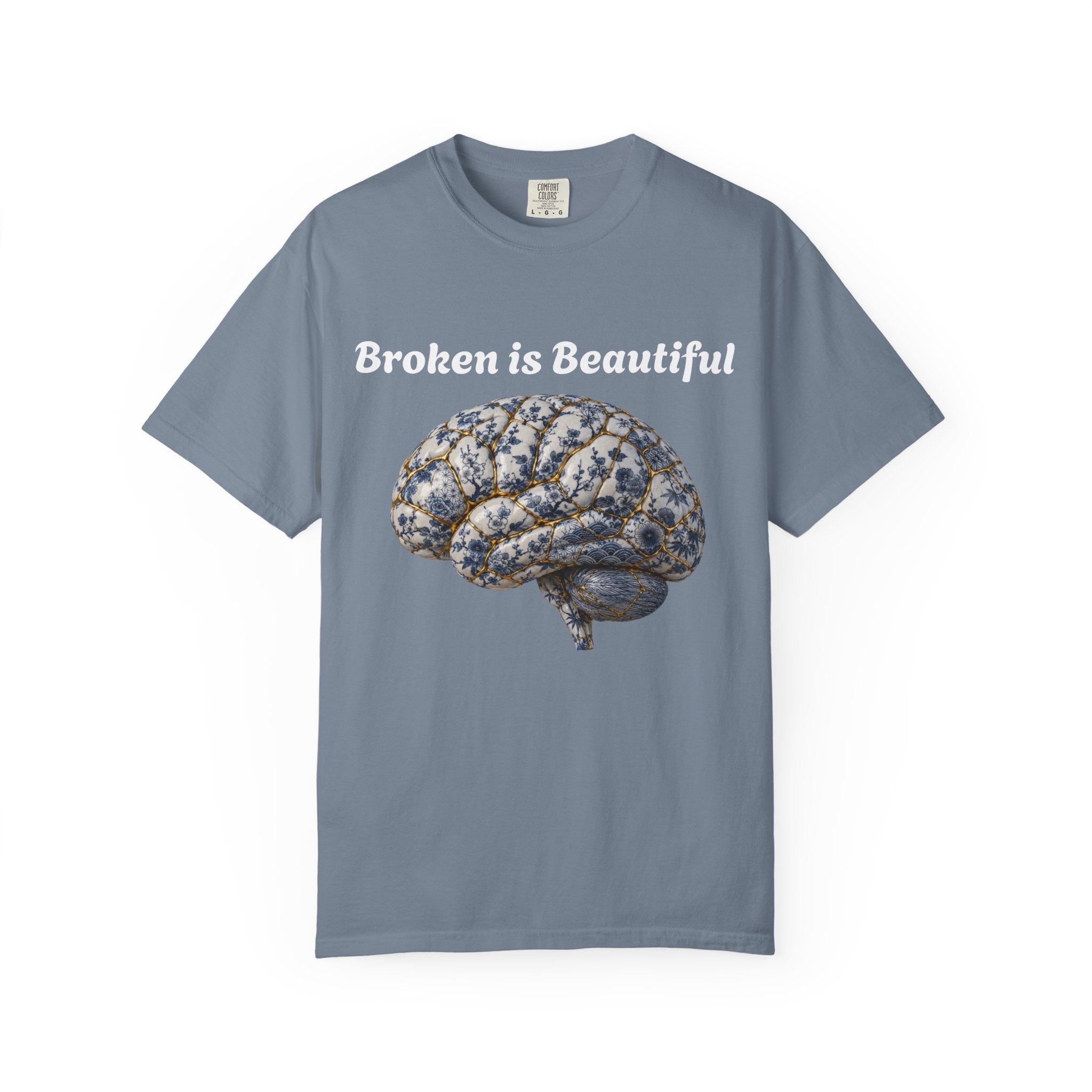 Kintsugi Brain T-Shirt — Vintage Floral Anatomy Tee
