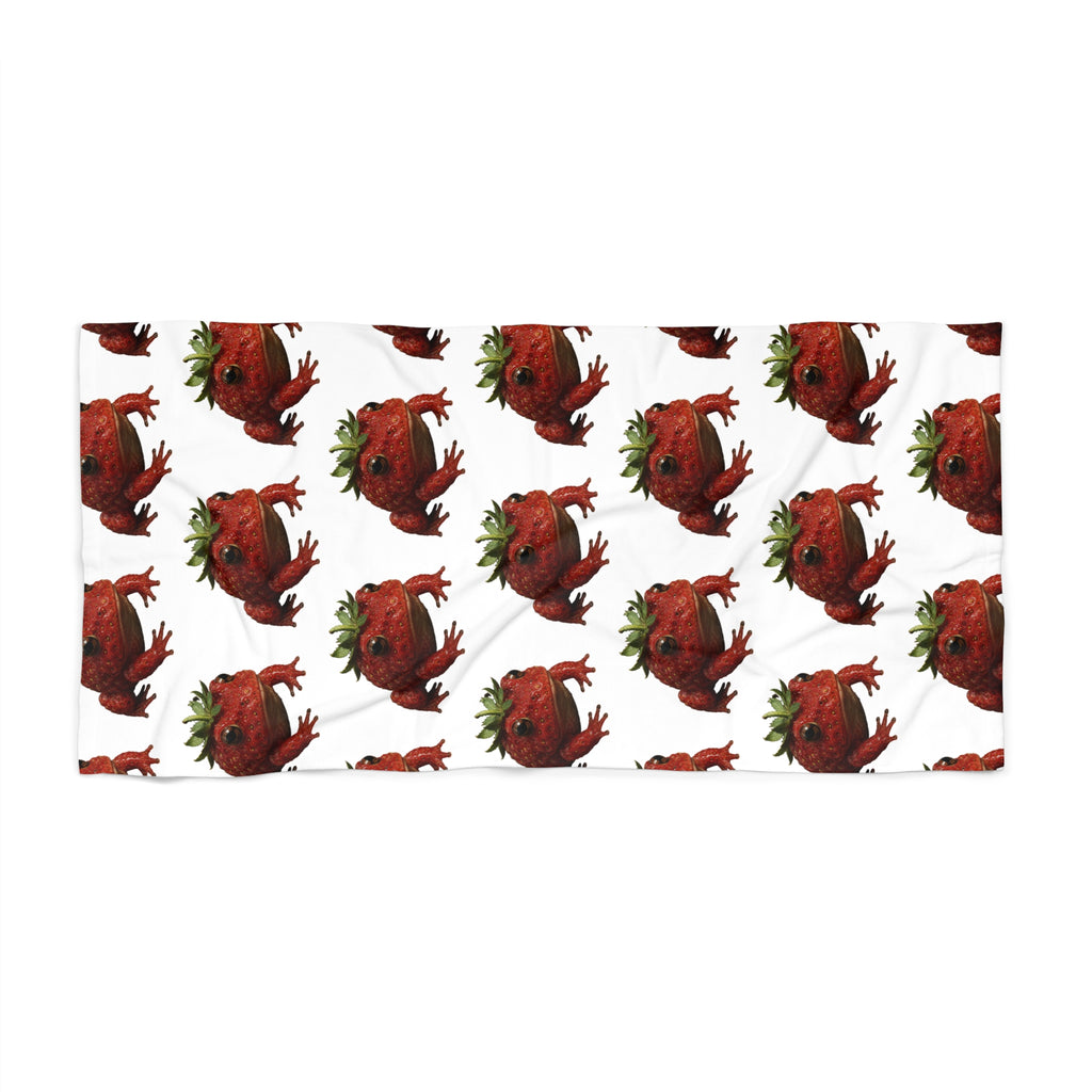 Strawberry Pattern Beach Towel — Repeating Red Strawberry Design