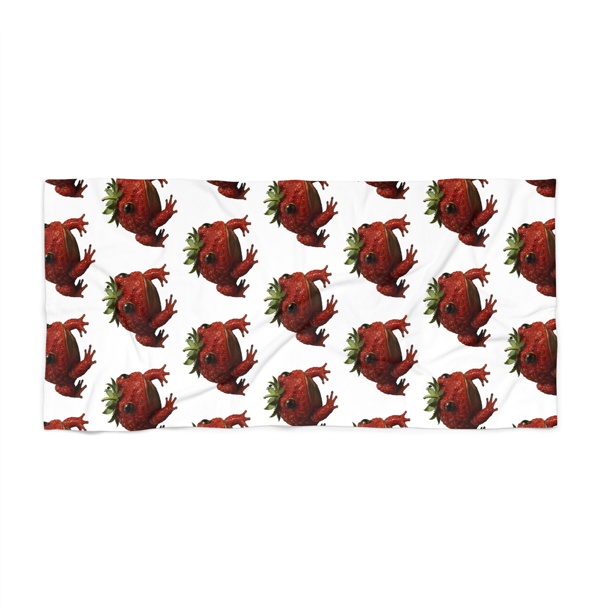 Strawberry Pattern Beach Towel — Repeating Red Strawberry Design