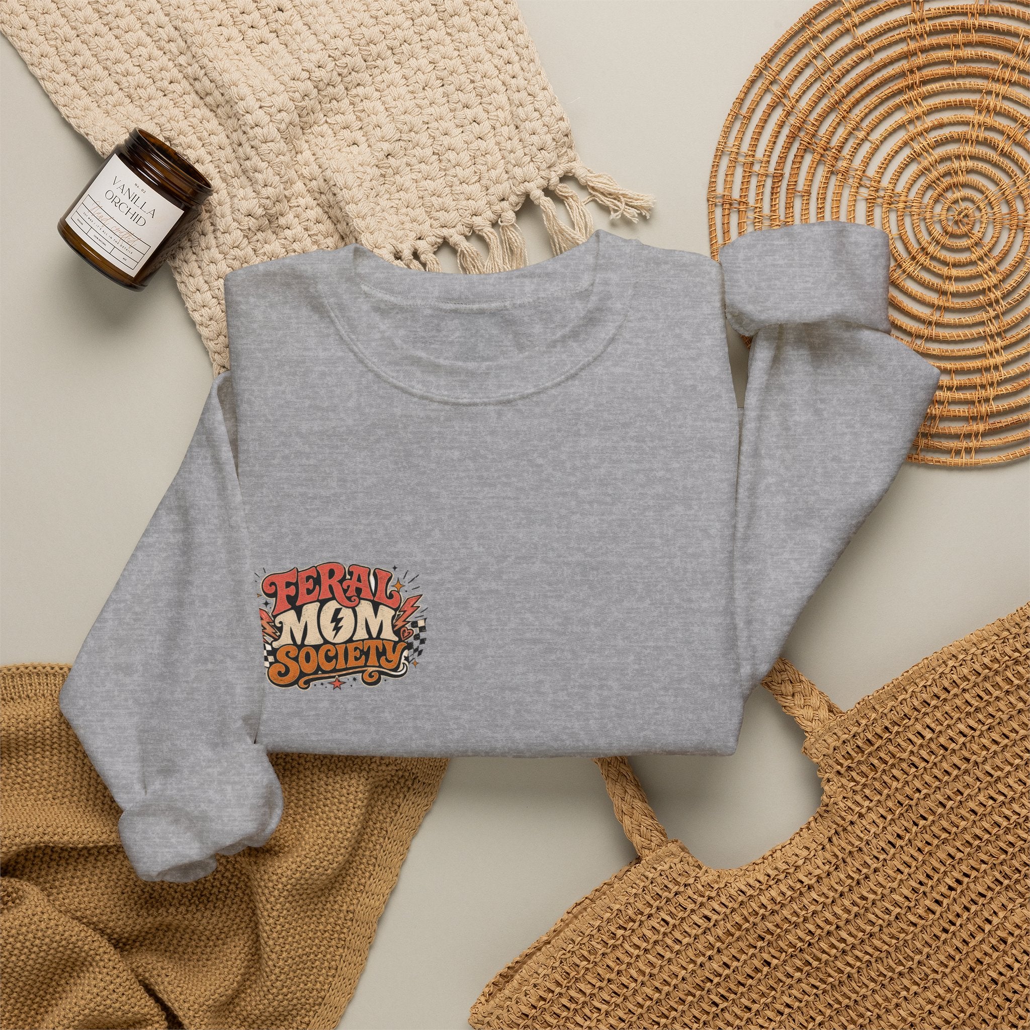 Feral Mom Society Sweatshirt — Retro Graphic Crewneck for Bold Moms