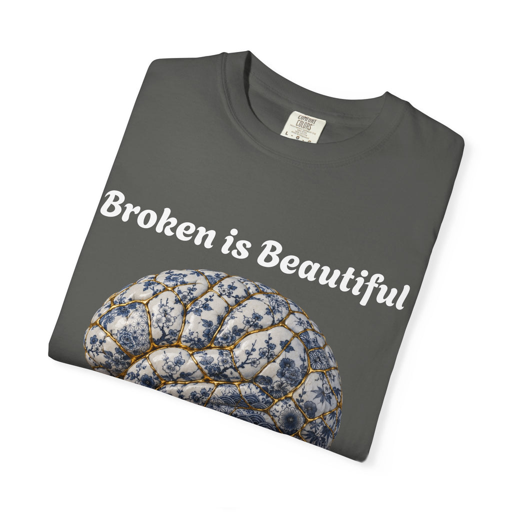 Kintsugi Brain T-Shirt — Vintage Floral Anatomy Tee