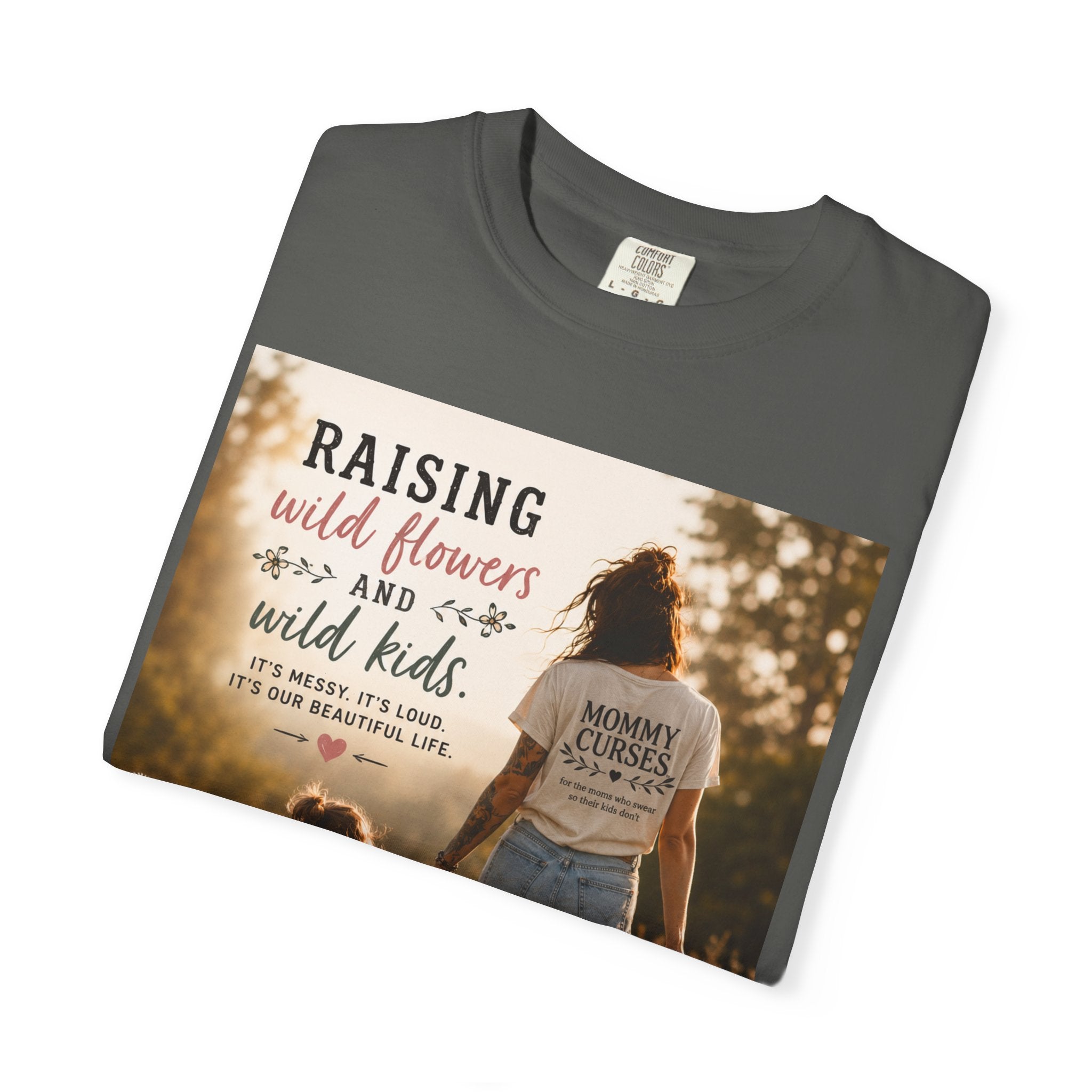 Mom & Daughter Photo T-Shirt — "Raising Wild Flowers and Wild Kids" Vintage Nature Tee