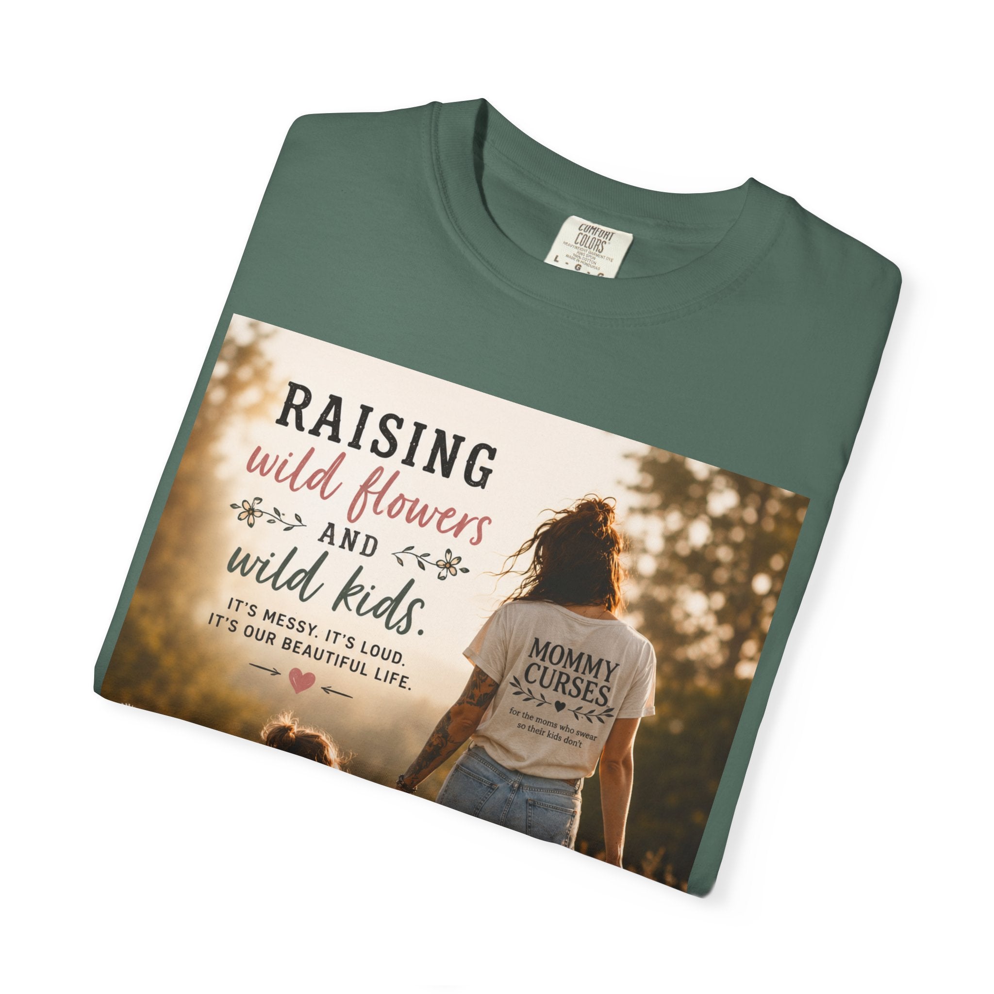 Mom & Daughter Photo T-Shirt — "Raising Wild Flowers and Wild Kids" Vintage Nature Tee