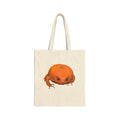 Orange Frog Illustration Tote Bag — Quirky Citrus Amphibian Canvas Tote