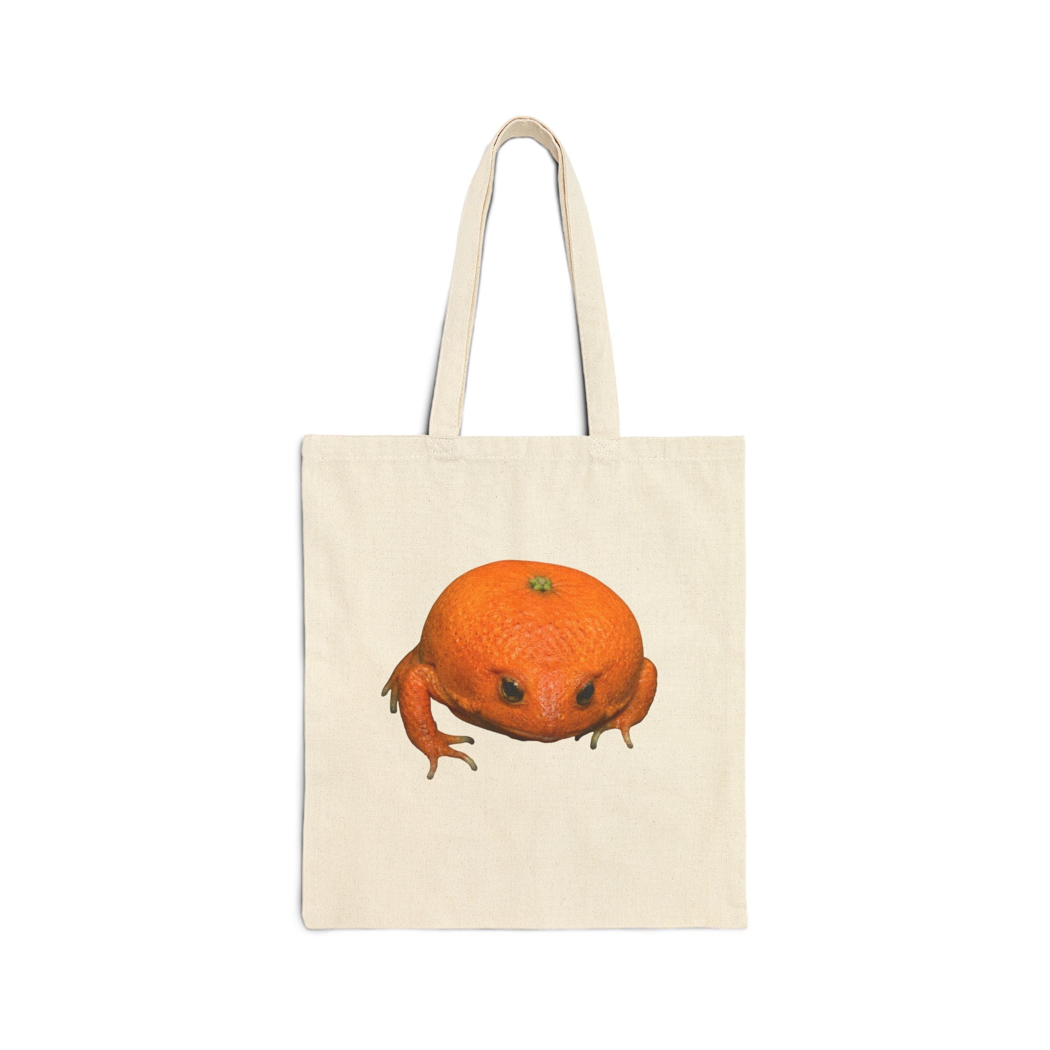 Orange Frog Illustration Tote Bag — Quirky Citrus Amphibian Canvas Tote
