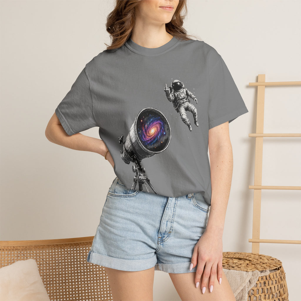 Astronaut Telescope T‑Shirt — Cosmic Telescope Galaxy Print
