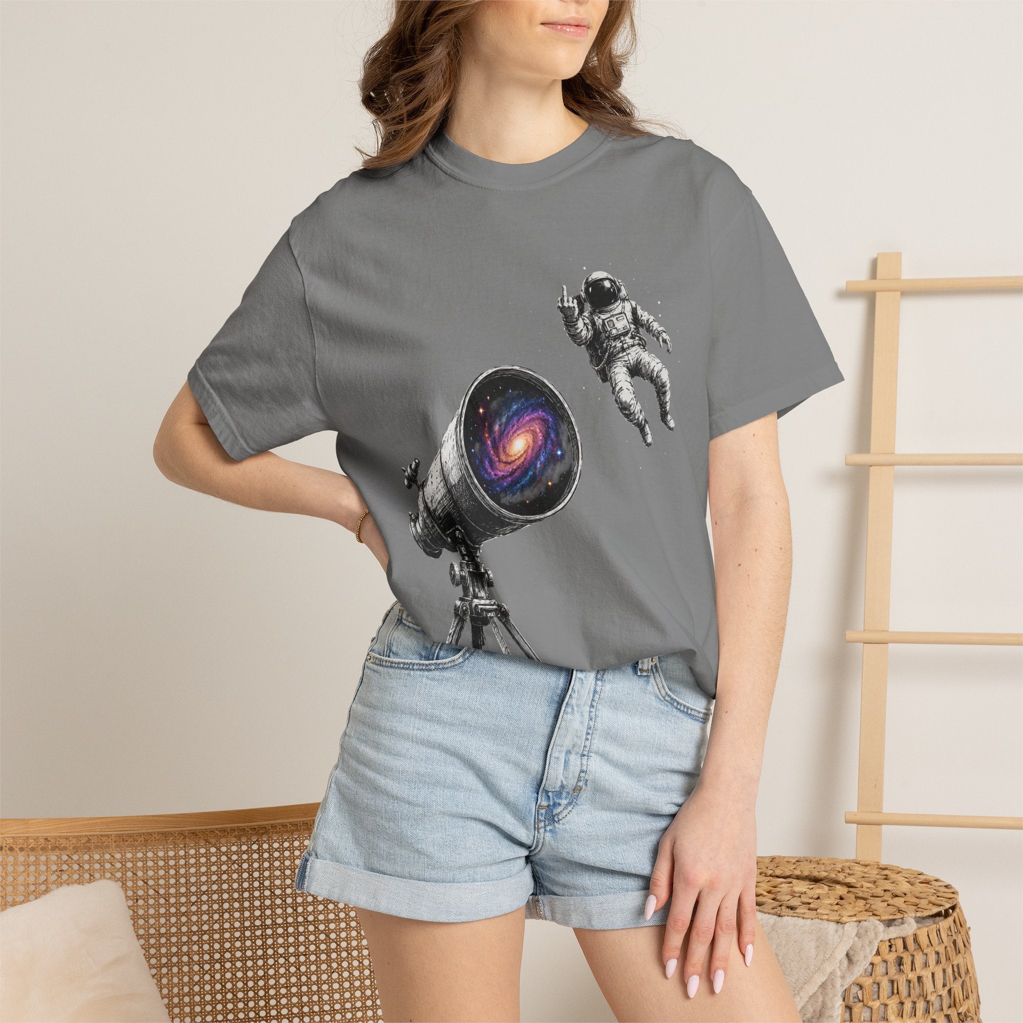 Astronaut Telescope T‑Shirt — Cosmic Telescope Galaxy Print