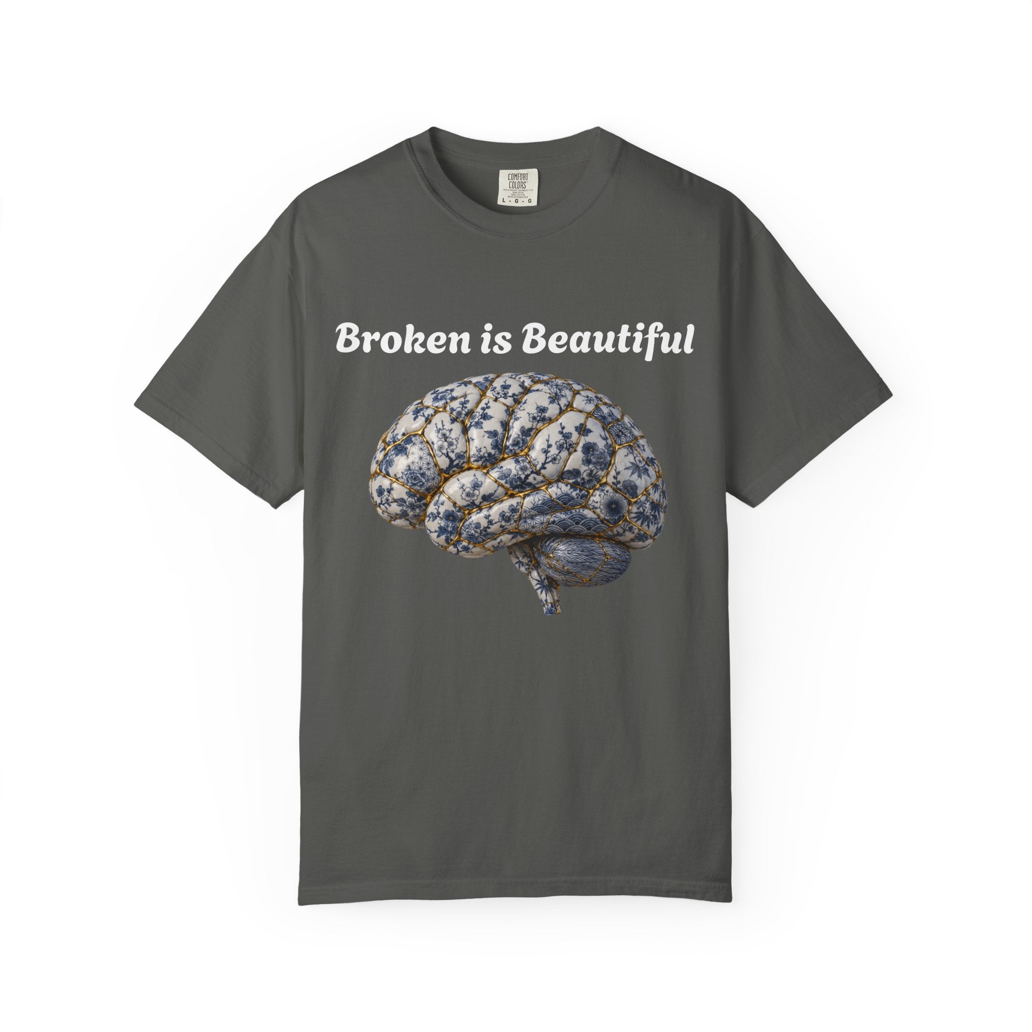 Kintsugi Brain T-Shirt — Vintage Floral Anatomy Tee