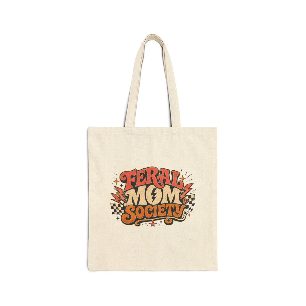 Tote — "Feral Mom Society" Retro Graphic Cotton Canvas Tote