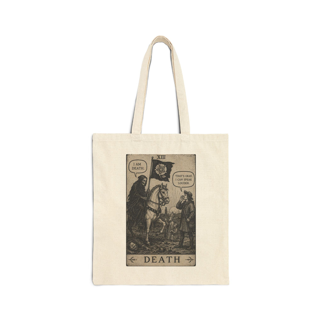 Death Tarot Tote Bag — Vintage Gothic Cotton Canvas Shopper