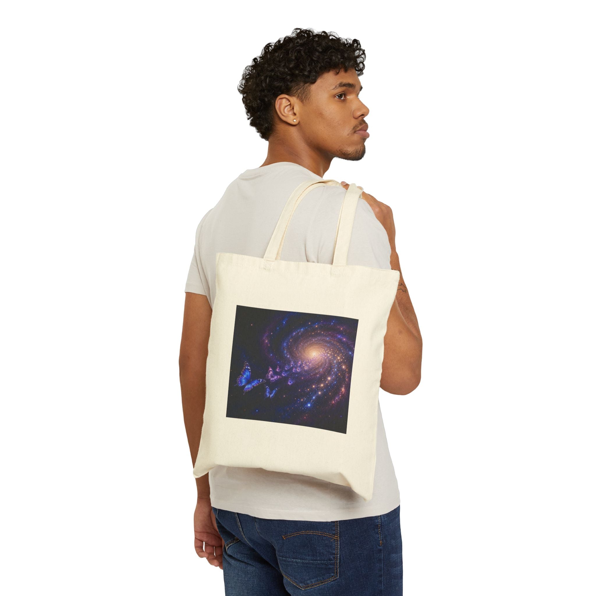 Galaxy Spiral Canvas Tote Bag — Cosmic Space Art Tote for Astronomy Lovers