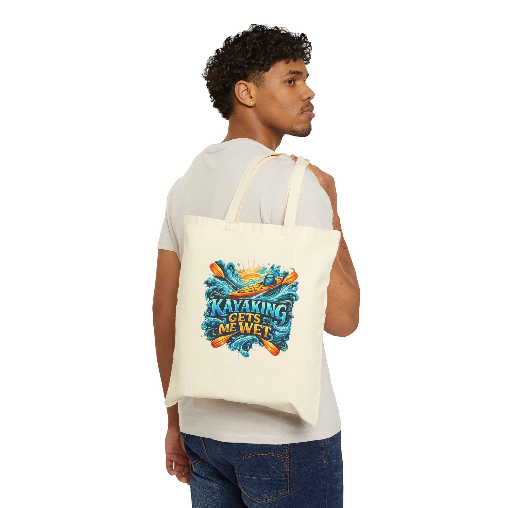 Kayaking Gets Me Wet Canvas Tote Bag — Funny Kayak Lover Gift