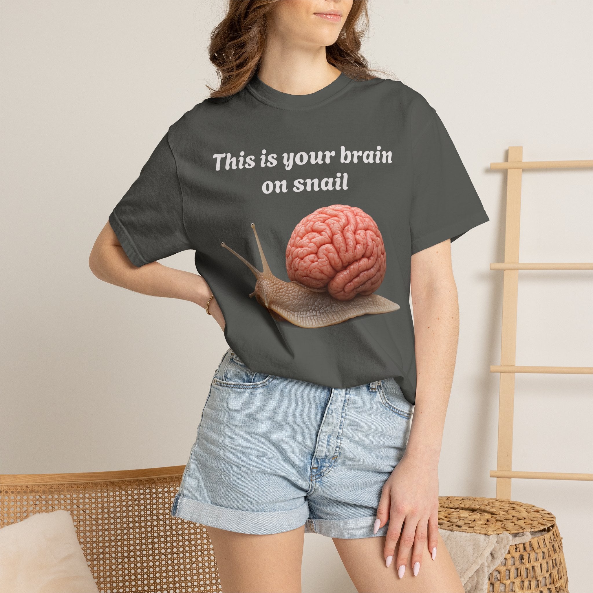 Snail Brain T-Shirt — Funny Science Graphic Tee ("This is your brain on snail")