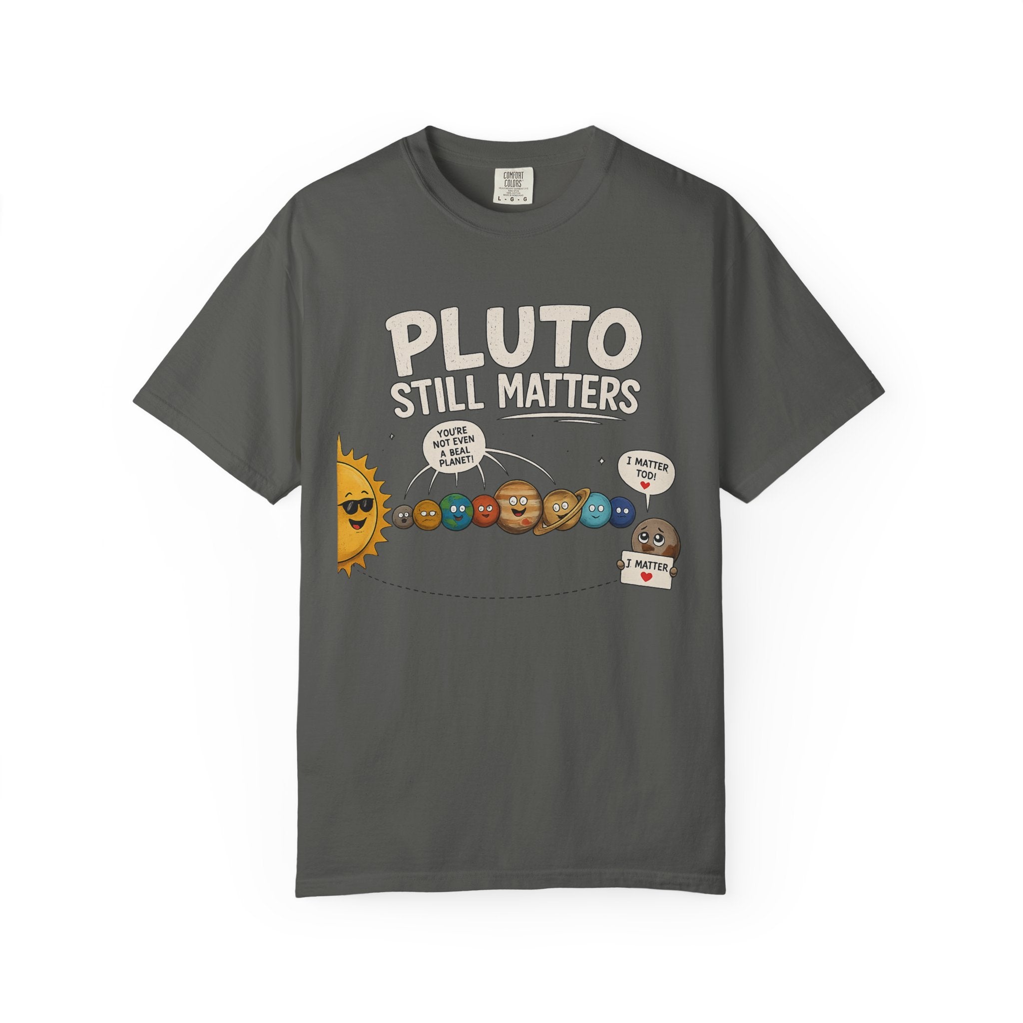 Pluto Still Matters T-Shirt – Cute Cartoon Solar System Tee for Space Lovers