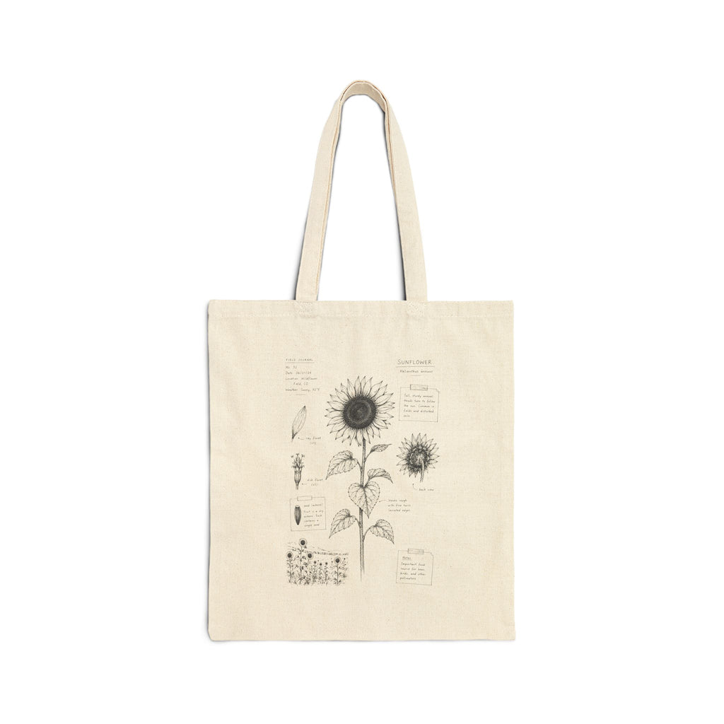 Canvas Tote Bag – Vintage Botanical Sunflower Sketch Print