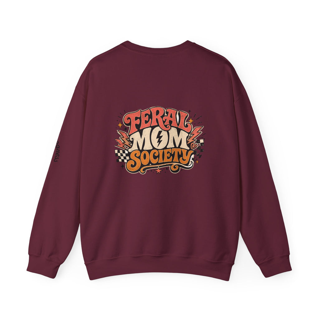 Feral Mom Society Sweatshirt — Retro Graphic Crewneck for Bold Moms