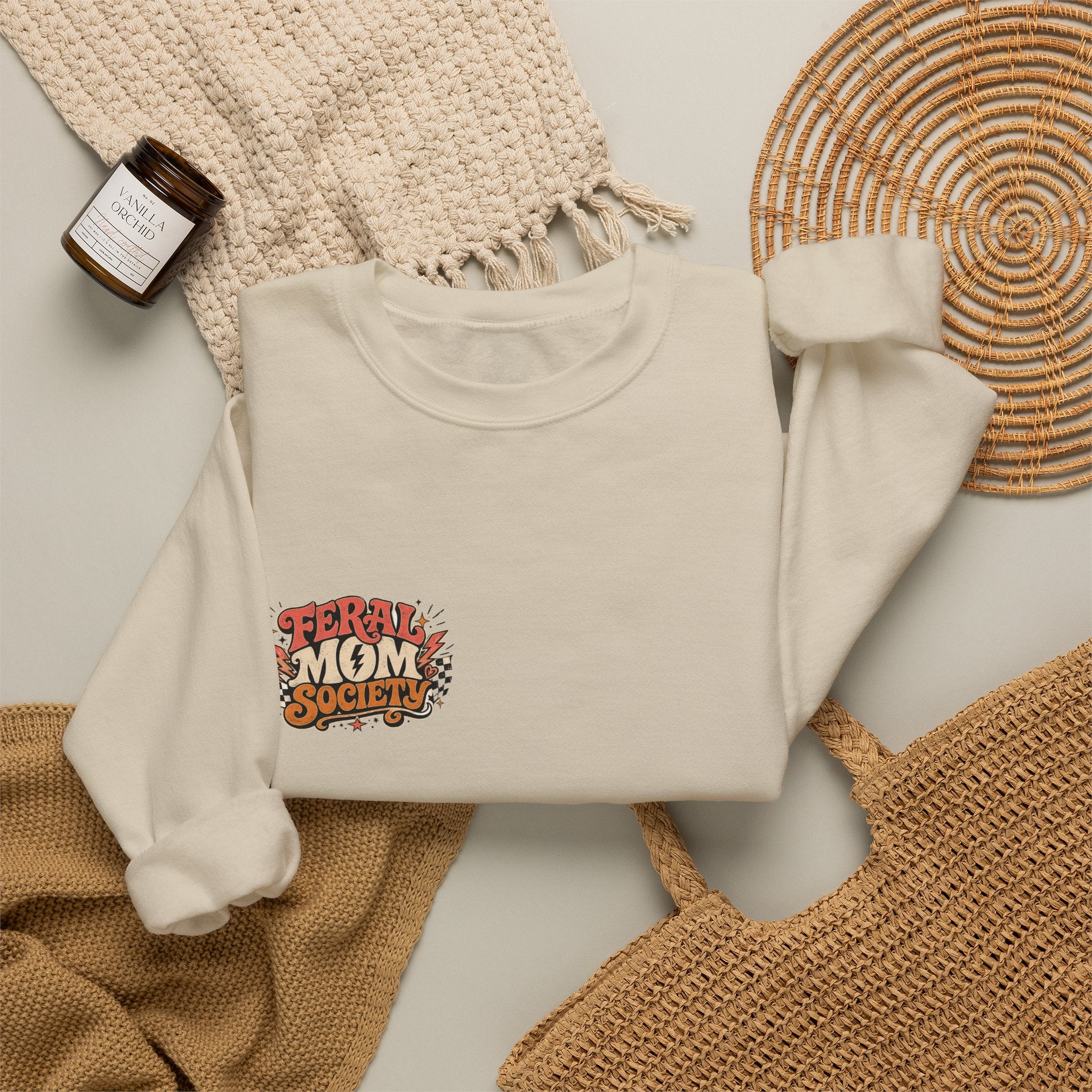 Feral Mom Society Sweatshirt — Retro Graphic Crewneck for Bold Moms