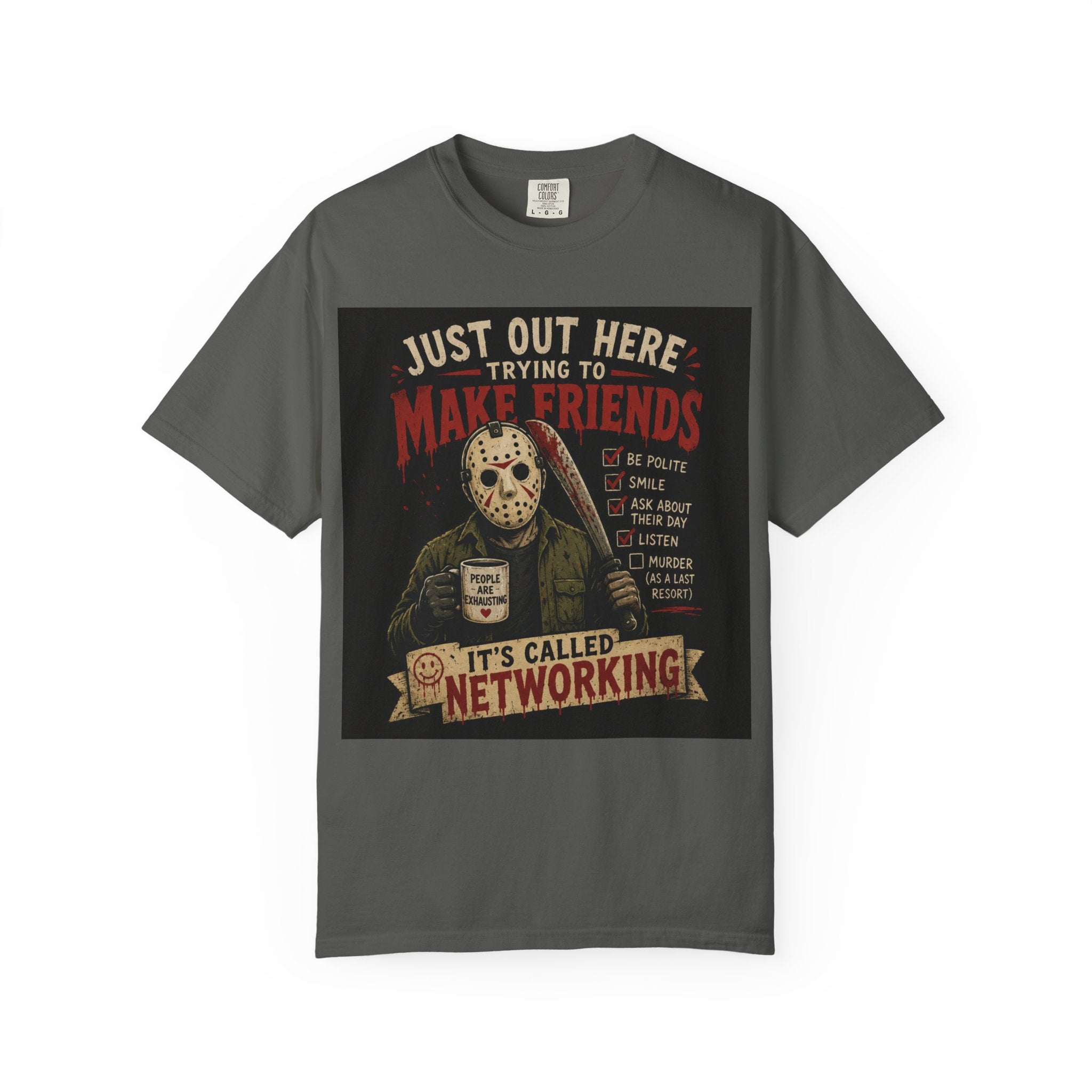 Networking Jason Horror T-Shirt — "Just Out Here Trying to Make Friends" Vintage Graphic Tee