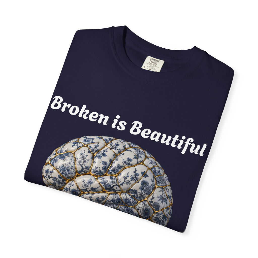 Kintsugi Brain T-Shirt — Vintage Floral Anatomy Tee