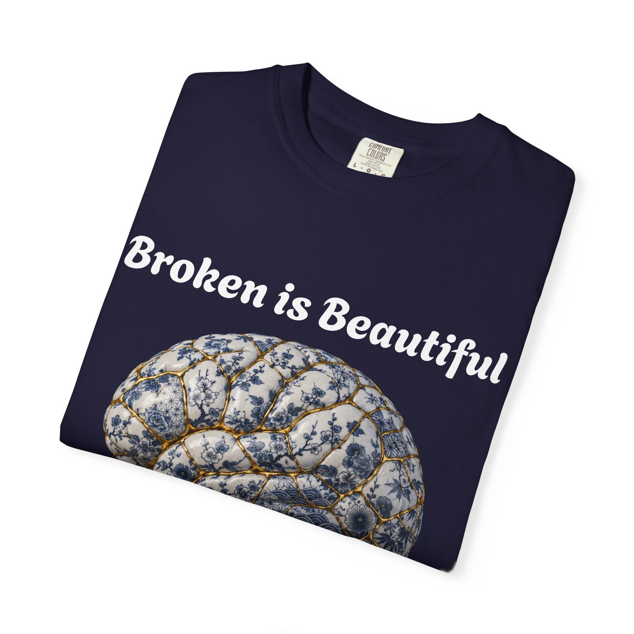 Kintsugi Brain T-Shirt — Vintage Floral Anatomy Tee