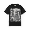 Psychedelic Mushroom Garden T-Shirt — Snail & Fungi Illustration