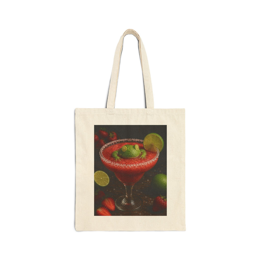 Tote Bag — Strawberry Margarita Cocktail Print Cotton Canvas Tote
