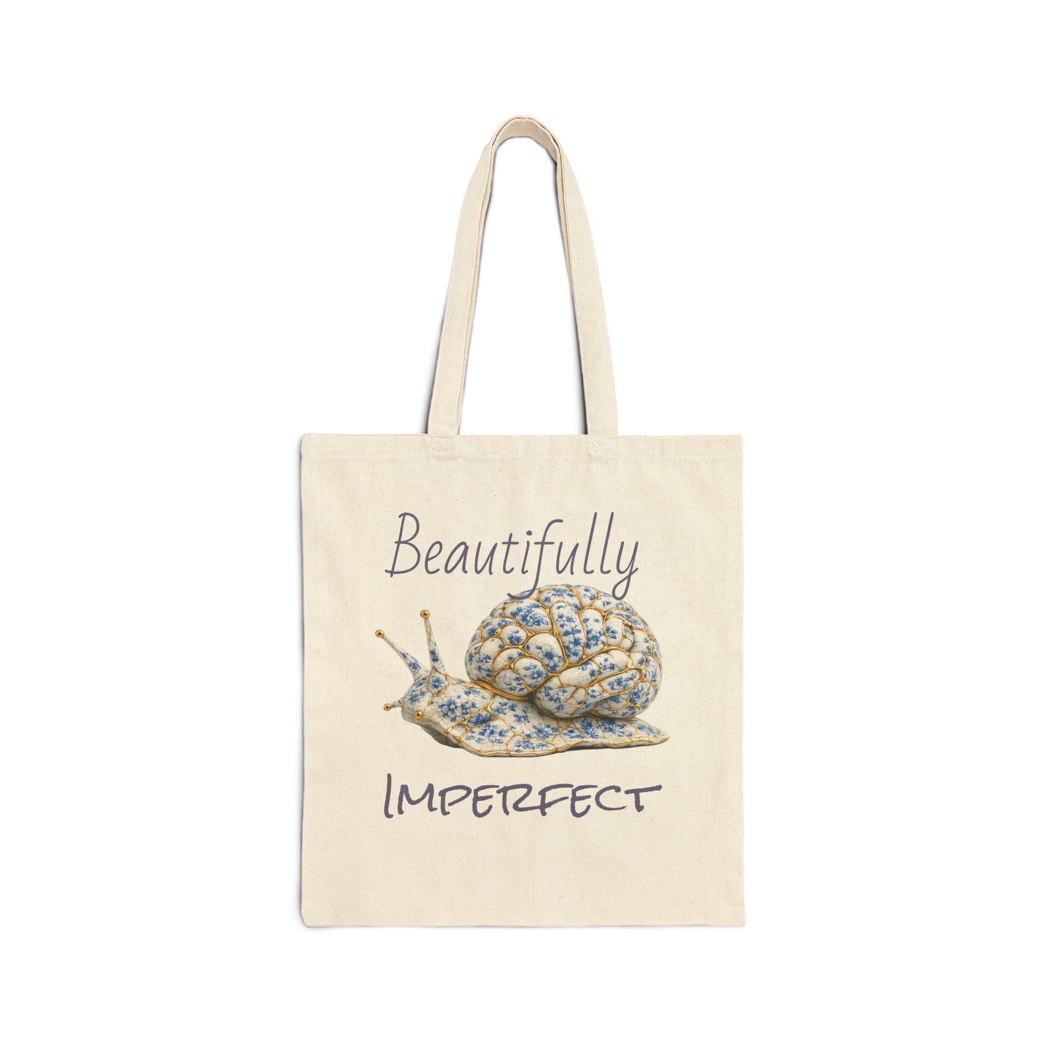 Tote Bag — "Beautifully Imperfect" Snail Canvas Tote