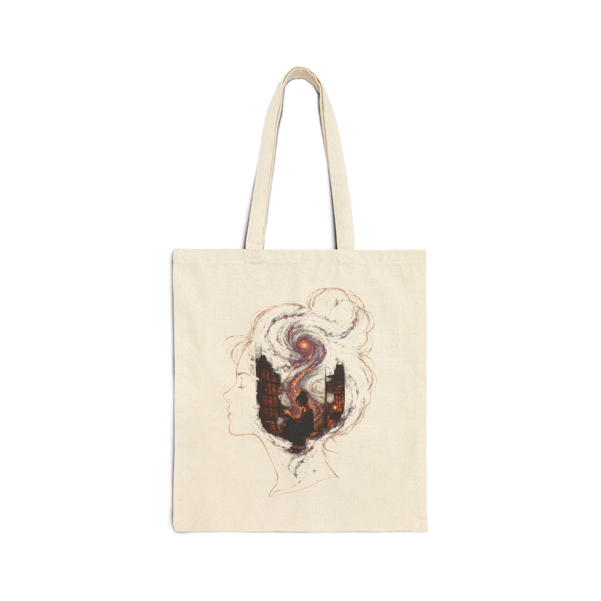 Canvas Tote Bag — City Silhouette with Cosmic Smoke Art