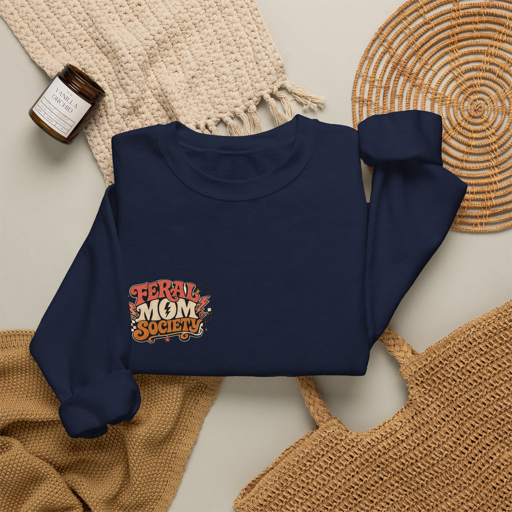 Feral Mom Society Sweatshirt — Retro Graphic Crewneck for Bold Moms