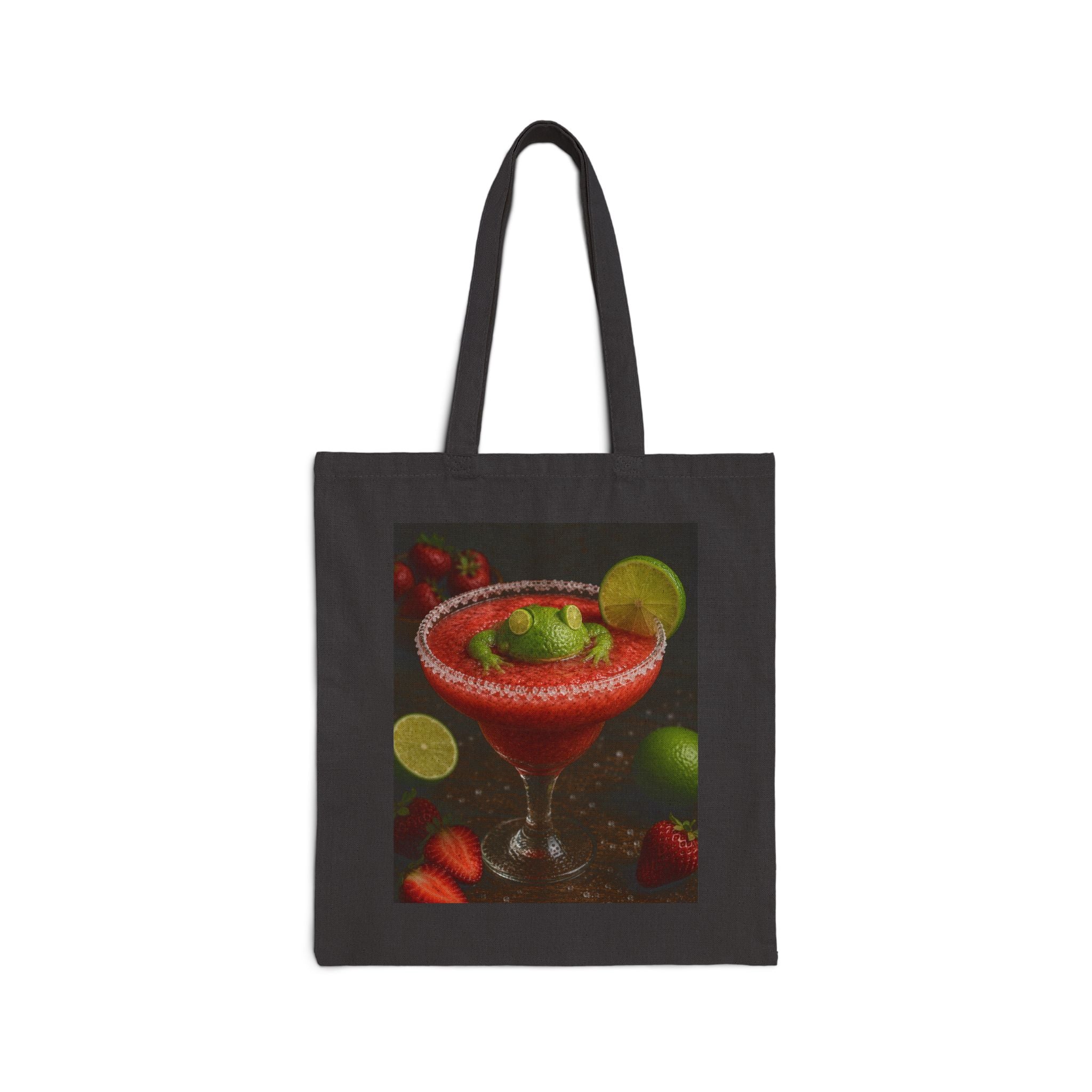 Tote Bag — Strawberry Margarita Cocktail Print Cotton Canvas Tote