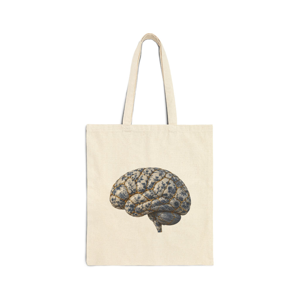 Museum-Style Brain Illustration Tote Bag
