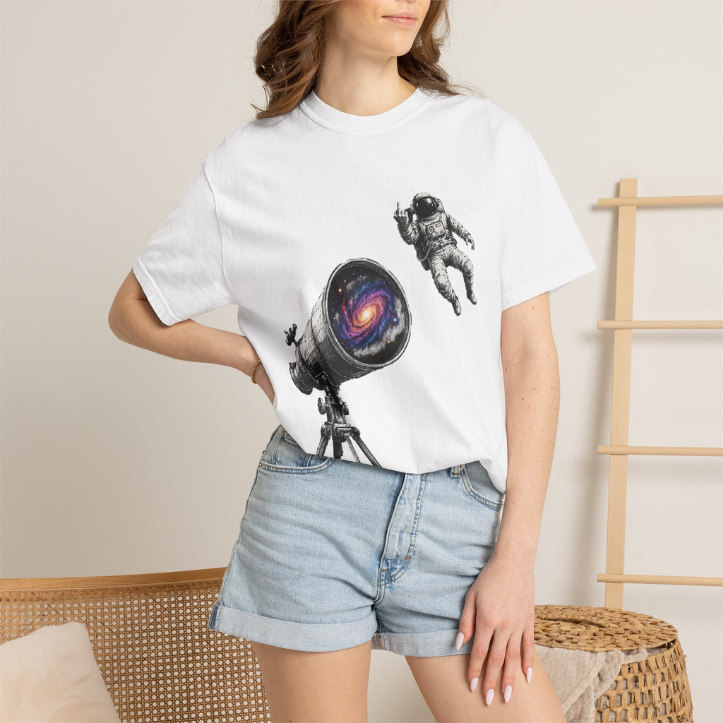 Astronaut Telescope T‑Shirt — Cosmic Telescope Galaxy Print