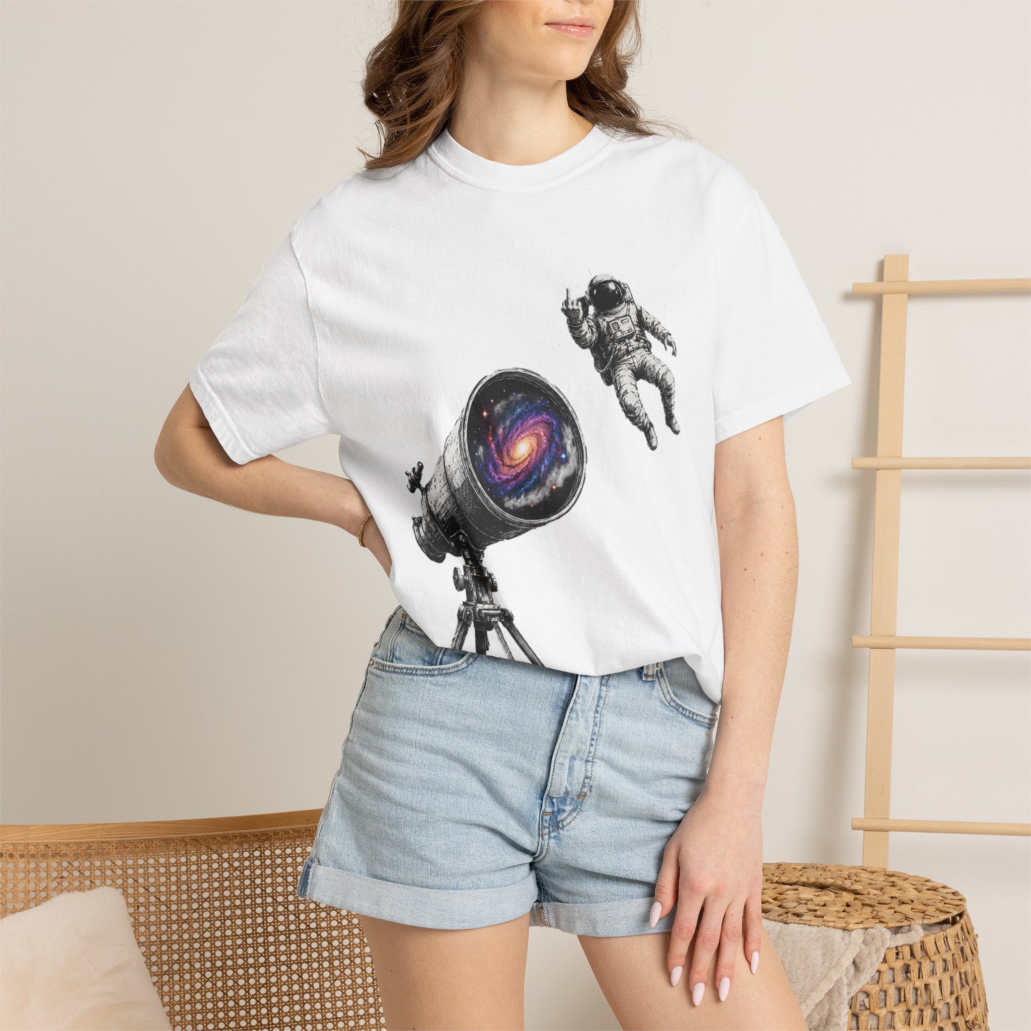 Astronaut Telescope T‑Shirt — Cosmic Telescope Galaxy Print