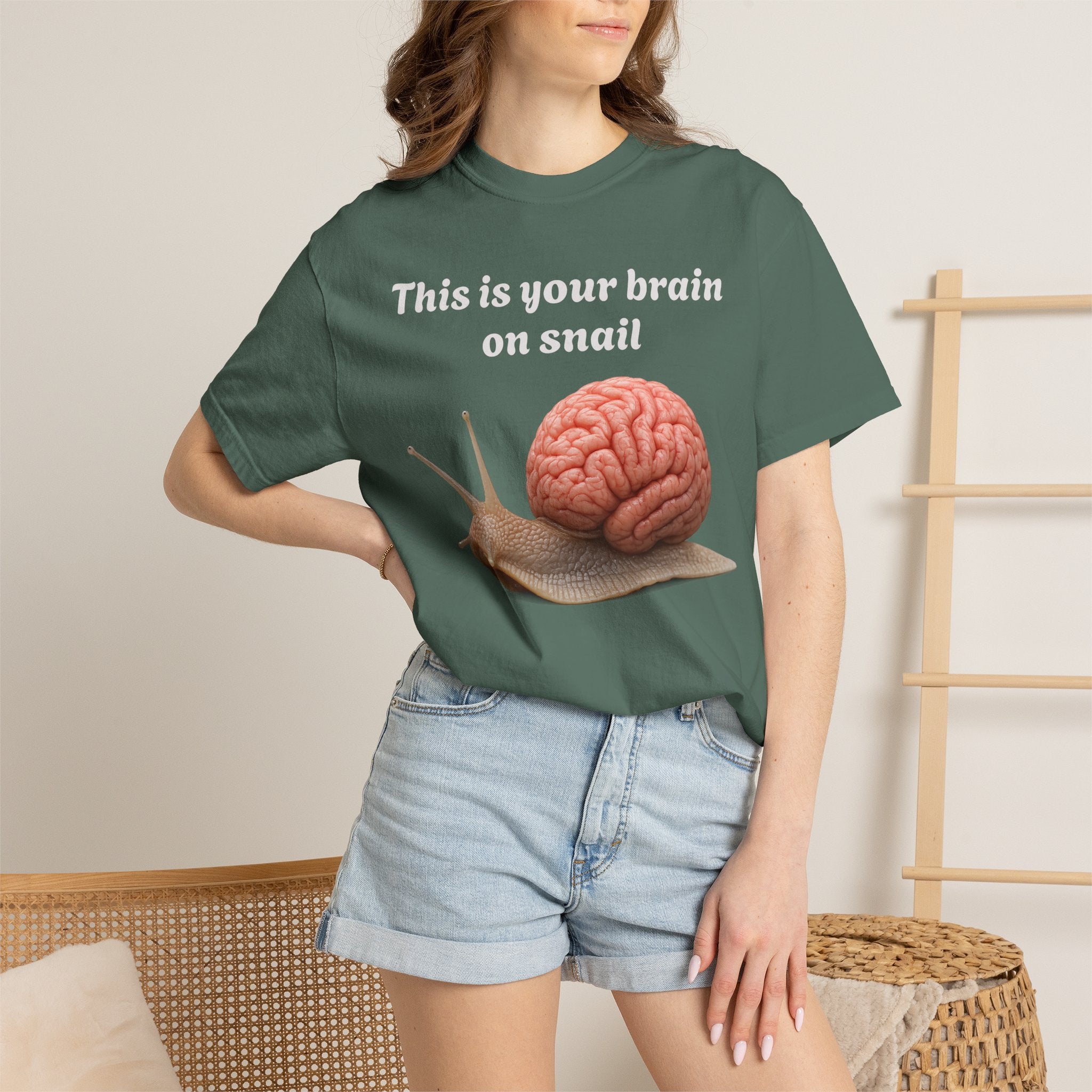 Snail Brain T-Shirt — Funny Science Graphic Tee ("This is your brain on snail")