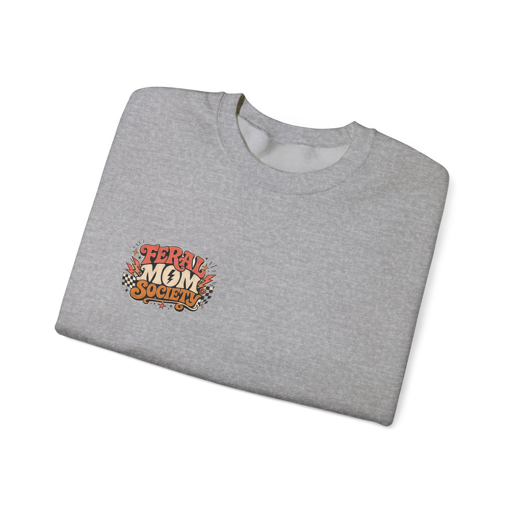 Feral Mom Society Sweatshirt — Retro Graphic Crewneck for Bold Moms